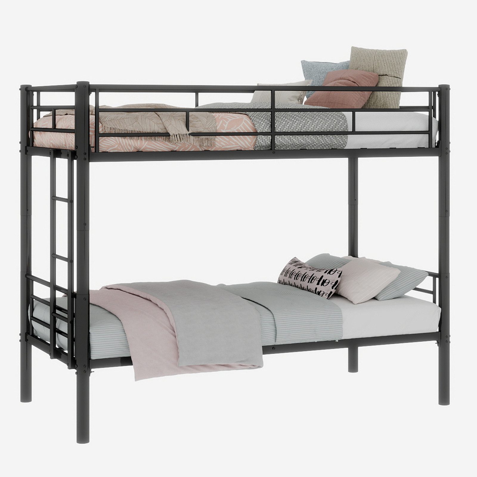 REDOM Etagenbett Metallbett mit Leiter und Geländer (mit Leiter und Geländer. In zwei Einzelbetten umwandelbar., 1-St., 90 x 190 cm)