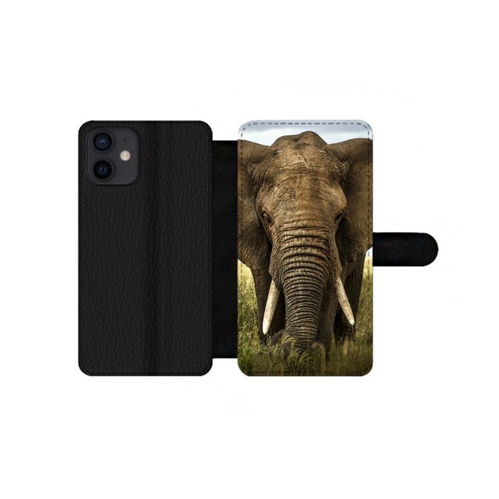 MuchoWow Handyhülle Elefant - Natur - Gras - Tiere - Landschaft Handyhülle Telefonhülle Apple iPhone 12 Mini