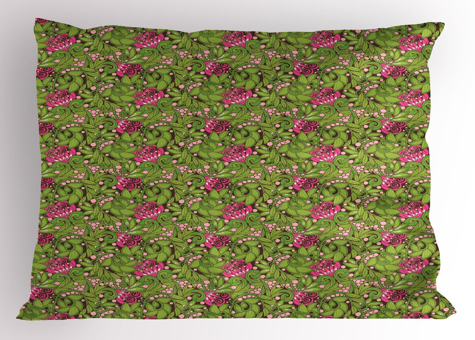 Abakuhaus Size Queen Wirbler Jahrgang Scroll Gedruckter grüne Kopfkissenbezug, (1 Stück), Blätter Dekorativer Kissenbezüge