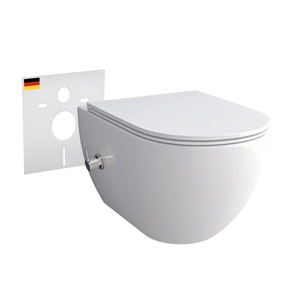 Alpenberger Dusch-WC Set - Wand WC mit Bidet Funktion Armatur integriert, W günstig online kaufen