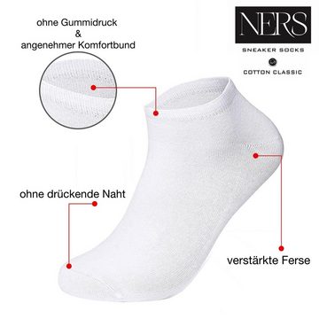 NERS Sneakersocken 10 Paar für Damen und Herren aus gekämmter Baumwolle, ohne Naht (10-Paar, 10 Paar) mit Komfortbund, ALLTAG & SPORT