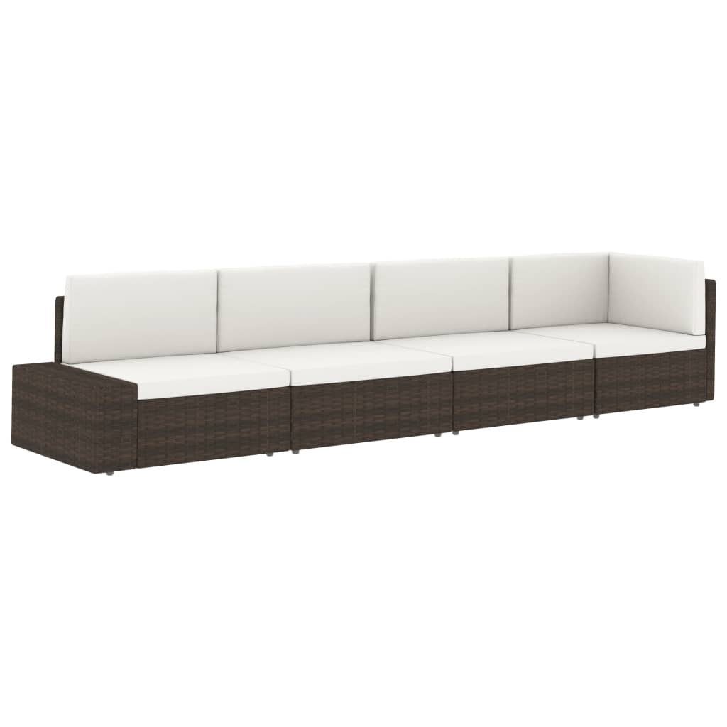 mit (links) Rattan vidaXL Grau, Poly 1 Sofa-Eckteil Armlehne Loungesofa Teile Modulares