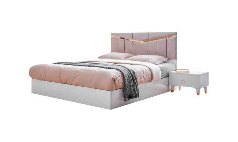 JVmoebel Bett Modern Bett Doppelbett Schlafzimmer Rosa Weiß Zweifarbig Design (1-tlg., Nur Bett), Made in Europa