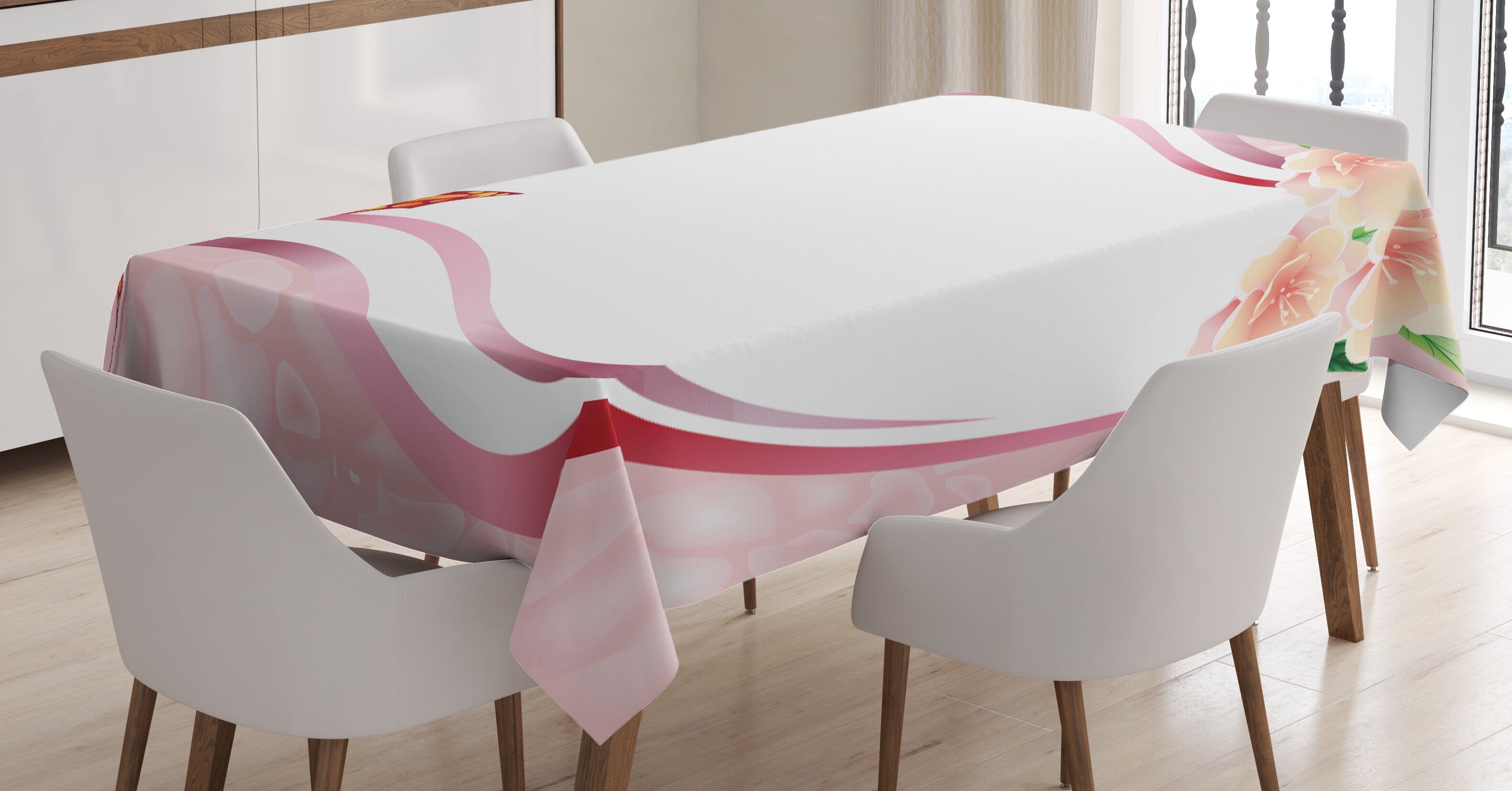 Abakuhaus Tischdecke Farbfest Waschbar Für den Außen Bereich geeignet Klare Farben, Schmetterling Abstract Floral Rosa | Tischdecken