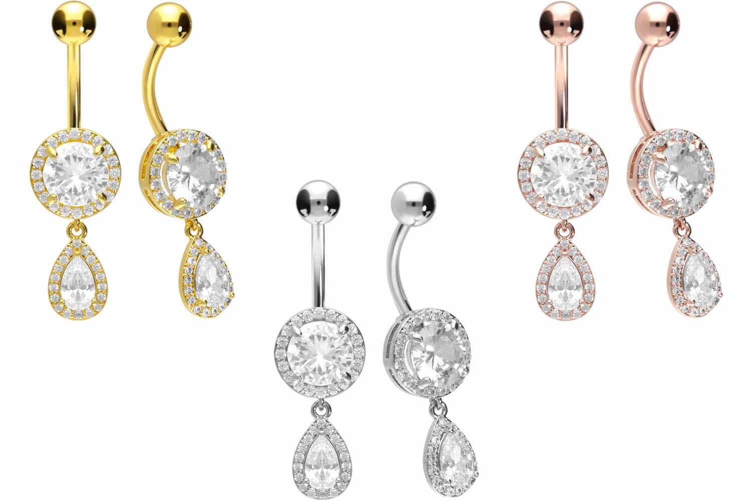 PIERCINGLINE Bauchnabelpiercing Chirurgenstahl Bananabell KRISTALLDISC + KR günstig online kaufen