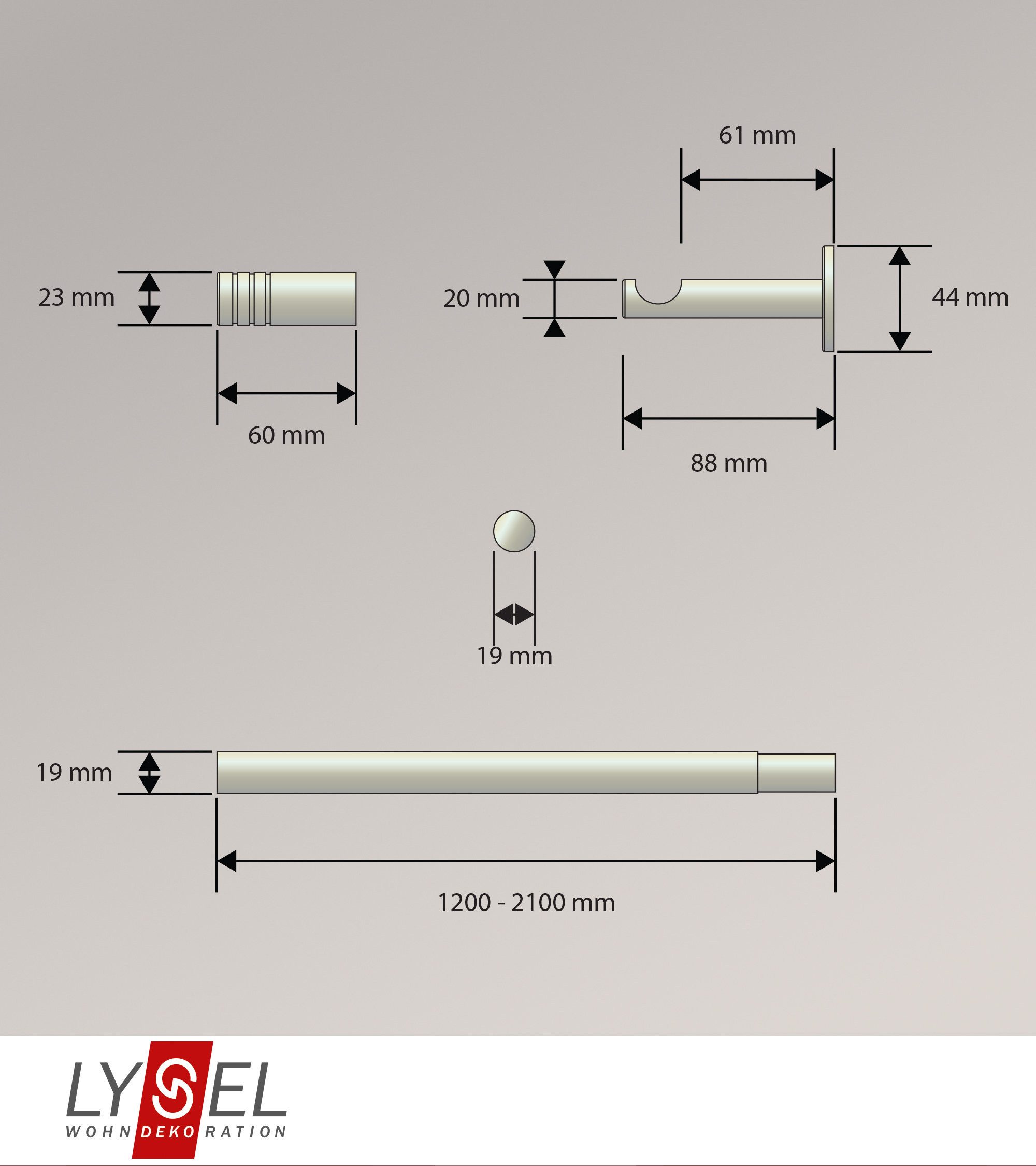 LYSEL® Gardinenstange Jaspis Zylinder Stange 16/19mm, günstig online kaufen
