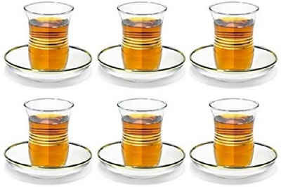 Pasabahce Teeglas »42191 6er Set türkischen Teegläsern mit Golddekoration Teegläser Cay Bardagi ohne Untertasse«