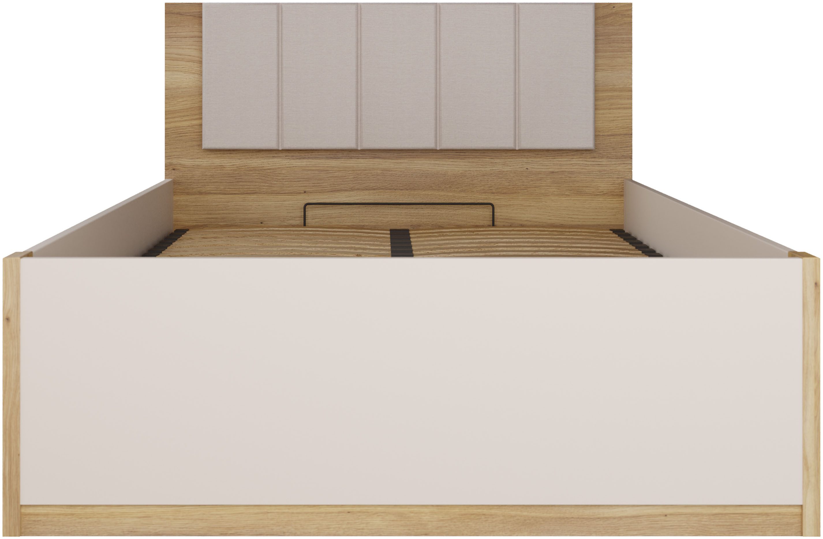 FORTE Bettgestell Oak Squere, B/H/T :125,8/90/205,2 cm aufklappbarer Lattenrost, Stauraum