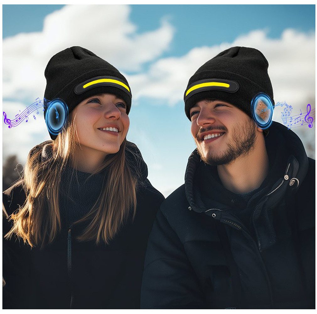 Minicloss Beanie LED-Strickmütze Wiederaufladbar USB (1-St) Warme Beanie mit Licht für Damen & Herren – Bild 2 von 5