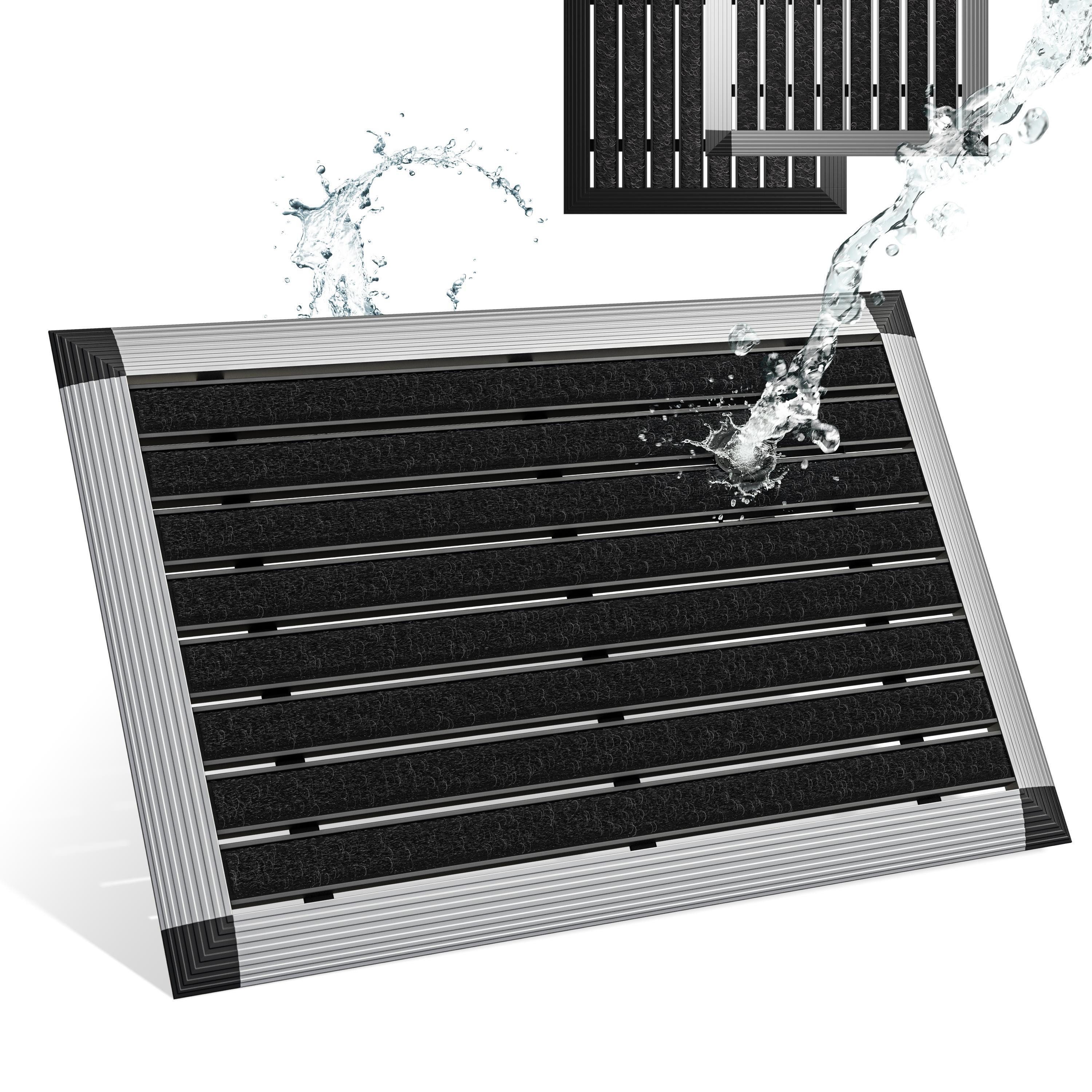 Björn&Schiller Fußmatte Fußmatte außen mit Aluminiumrahmen, Fußmatte Outdoor wetterfest, Rechteck, Höhe: 17 mm, Aluminium Schuhabstreifer mit Polypropylen-Fasern