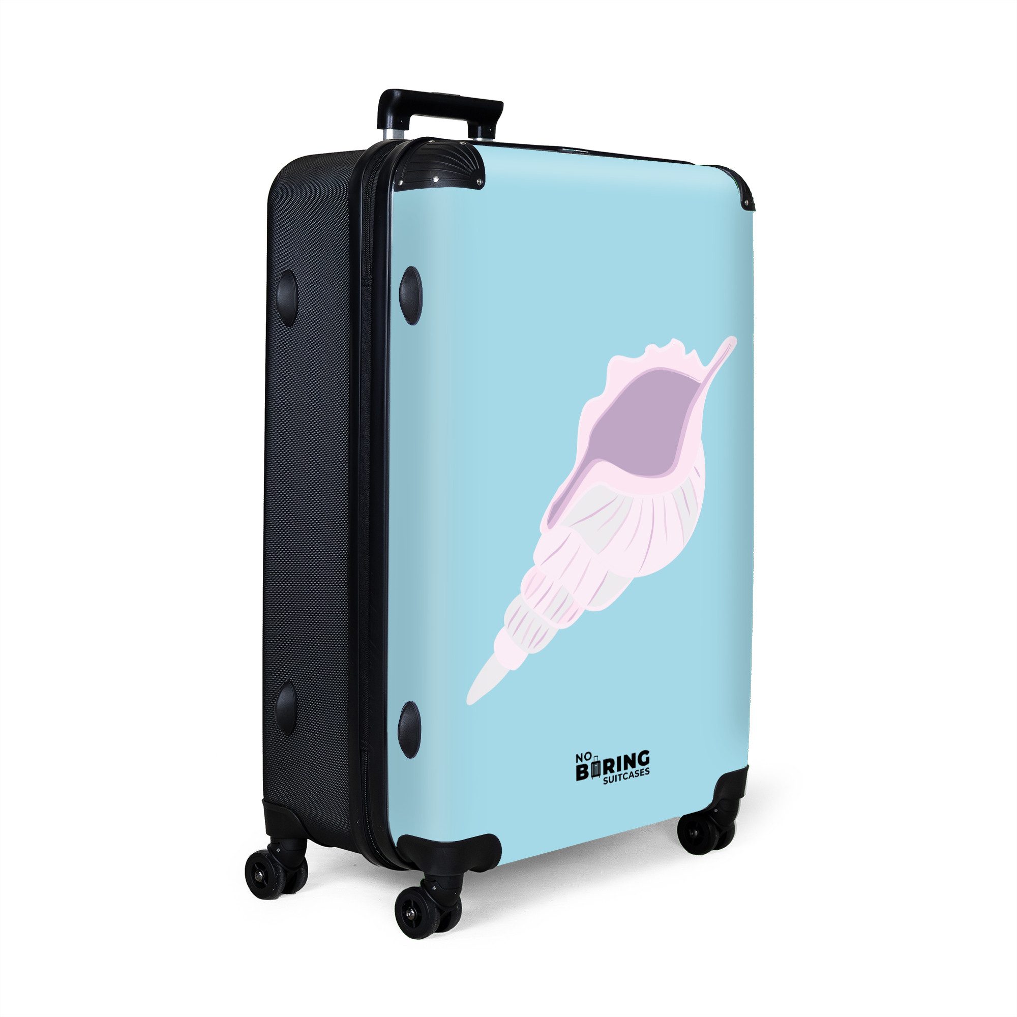 NoBoringSuitcases.com© Hartschalen-Trolley Blau mit hellrosa Schale günstig online kaufen