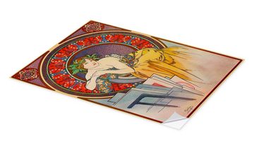 Posterlounge Wandfolie Alfons Mucha, Frau mit Bildersammlung, Büro Grafikdesign