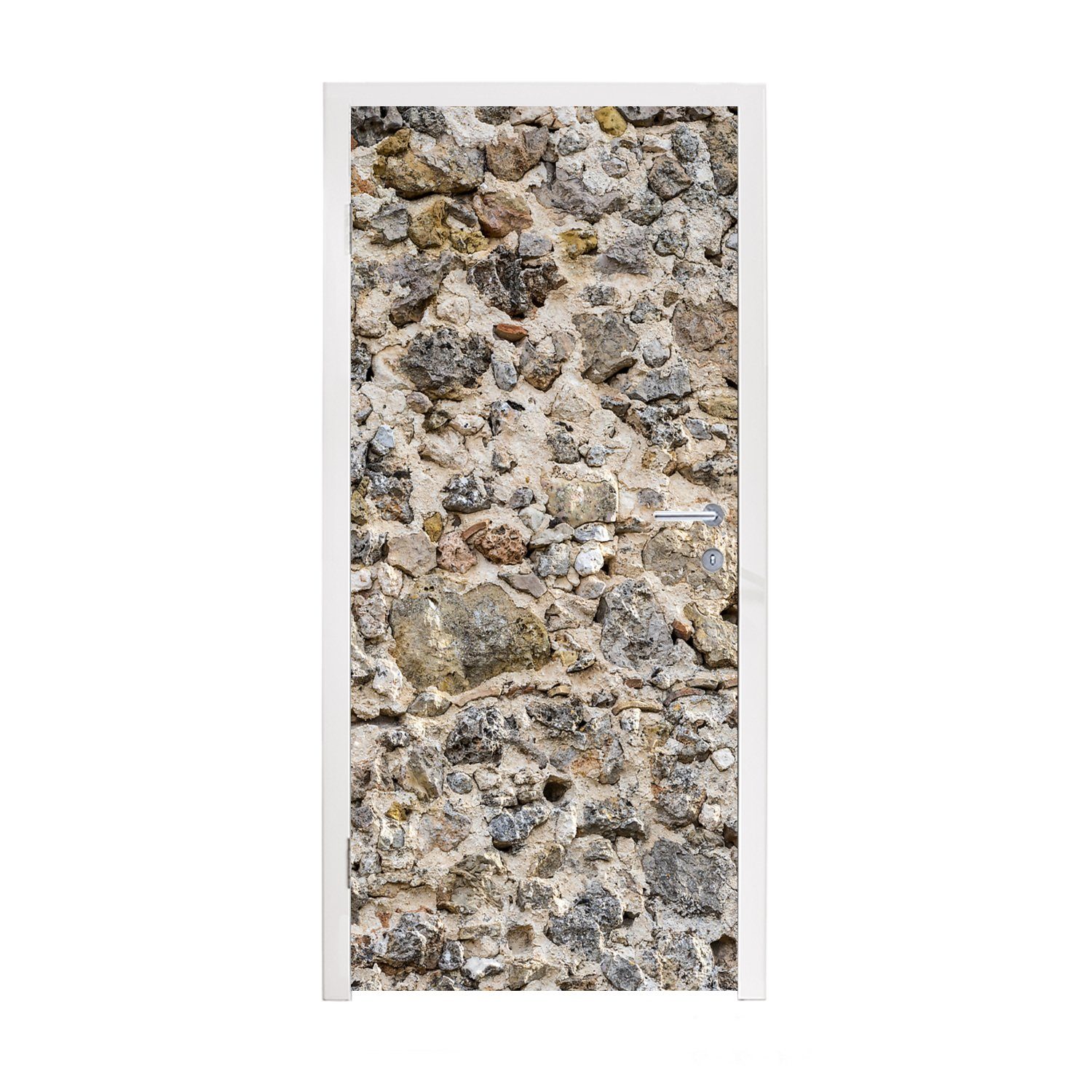 MuchoWow Türtapete Mittelalterliche antike Steinmauer, Matt, bedruckt, (1 St), Fototapete für Tür, Türaufkleber, 75x205 cm