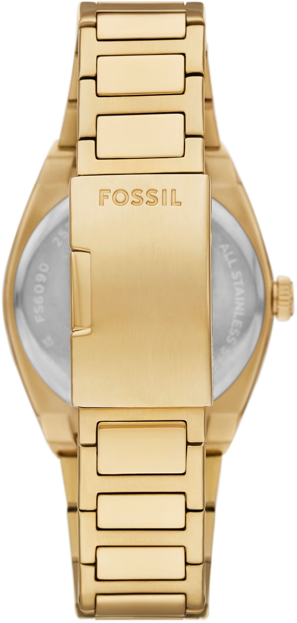 Fossil Quarzuhr Everett FS6090, Armbanduhr, Herrenuhr, Edelstahlarmband, analog, Tag