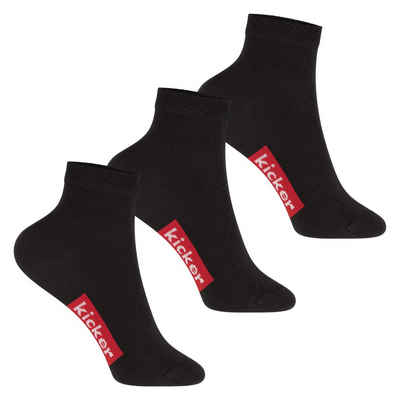 Kicker Füßlinge kicker Kinder Kurzschaft Socken (3 Paar) Schwarz 23-26