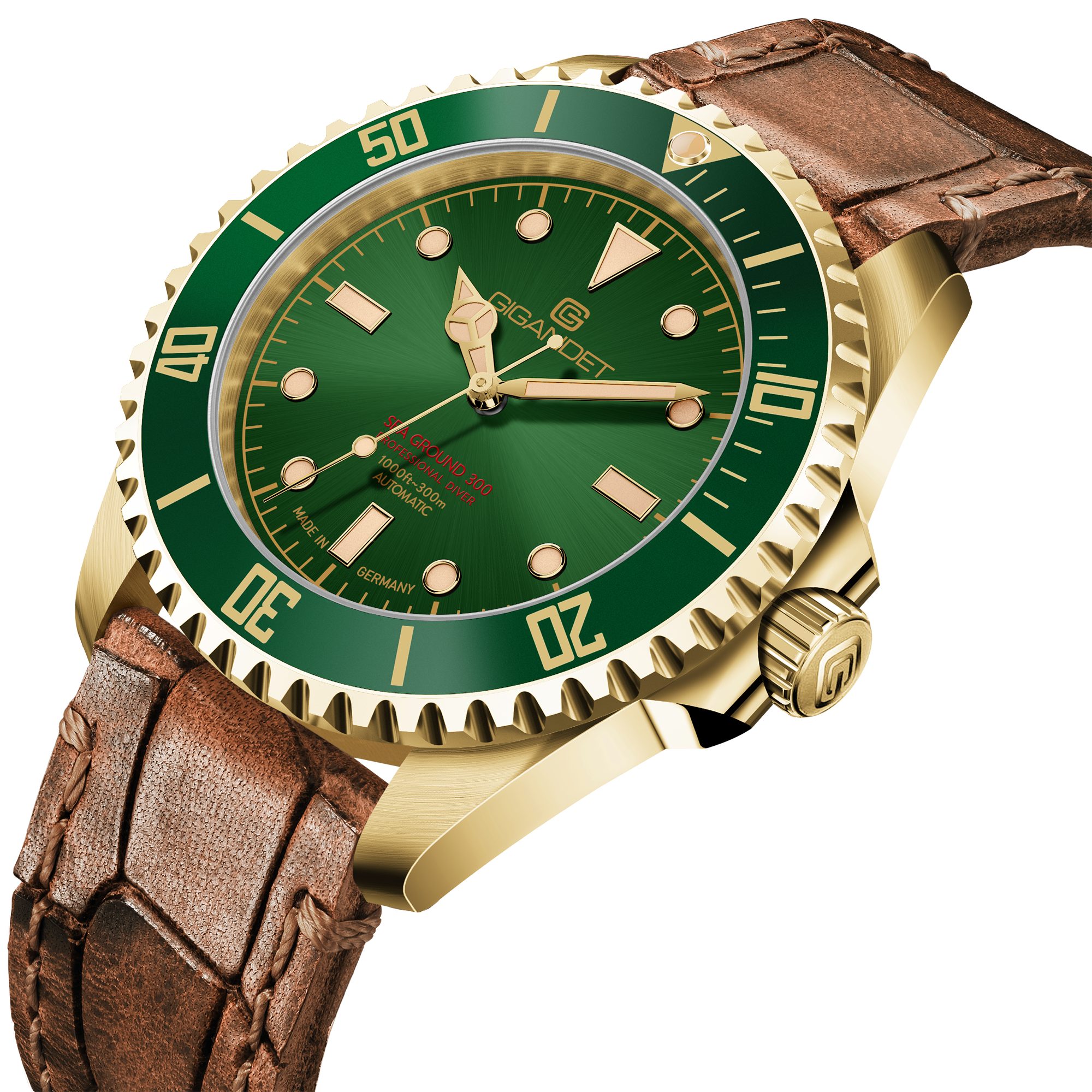 Gigandet Automatikuhr SEA GROUND 300 VINTAGE, Made in Germany, Saphirglas, Swiss SuperLuminova Old Radium