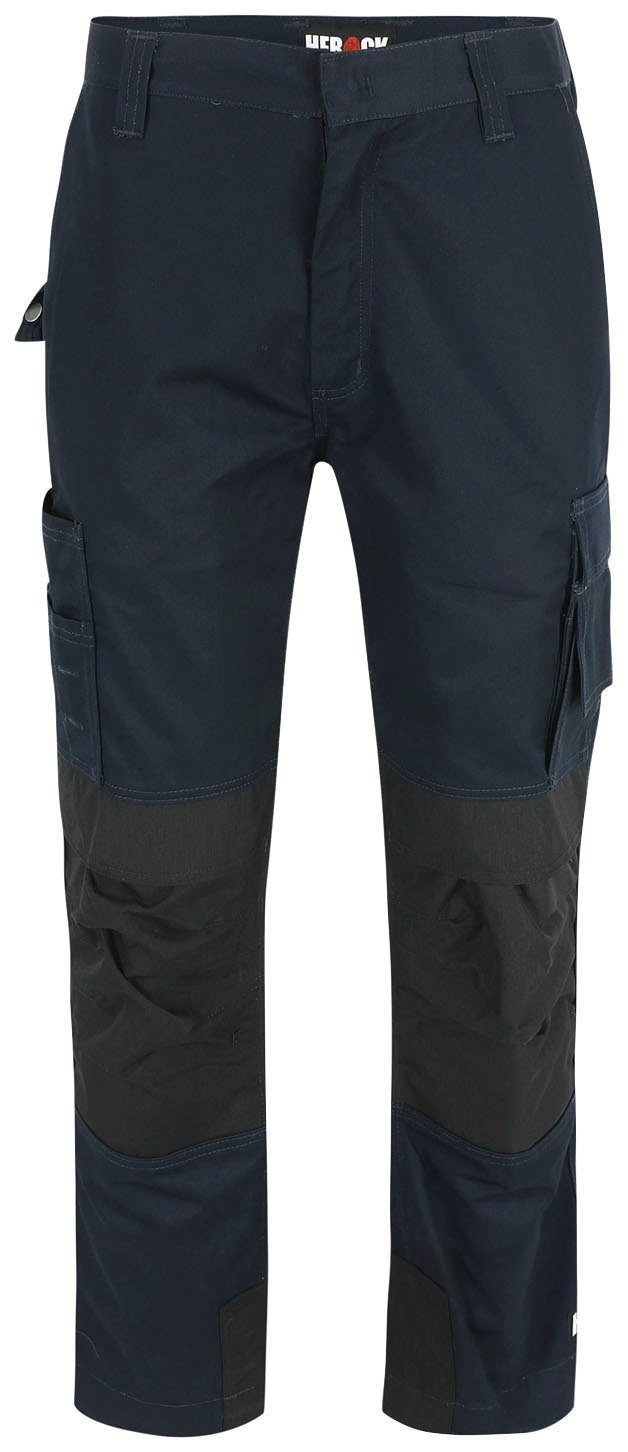 Herock Arbeitshose Titan marine Wasserabweisend, Knopf, 3-Naht, angenehm verdeckter Hose Taschen, sehr 12