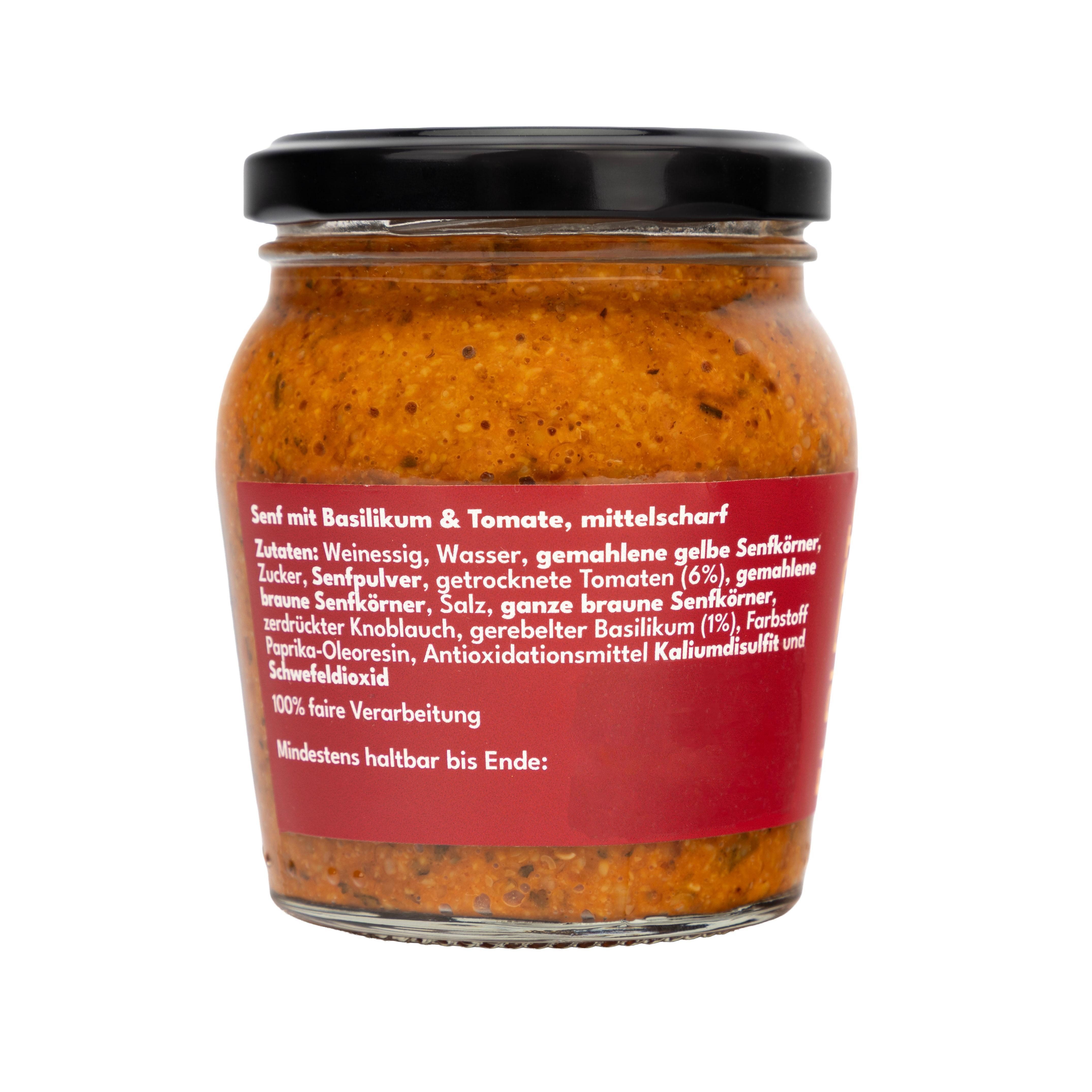 El Puente Gewürzpaste Senf mit Basilikum & Tomate mittelscharf, Fair Trade, Vegan, Handmade