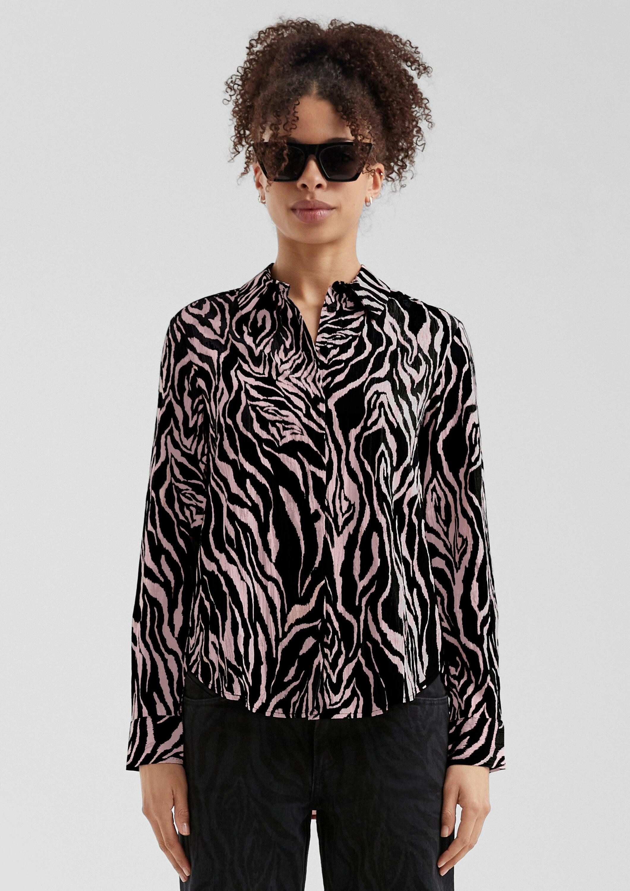 QS Langarmbluse Bluse Gemusterte Bluse aus Viskosemix günstig online kaufen