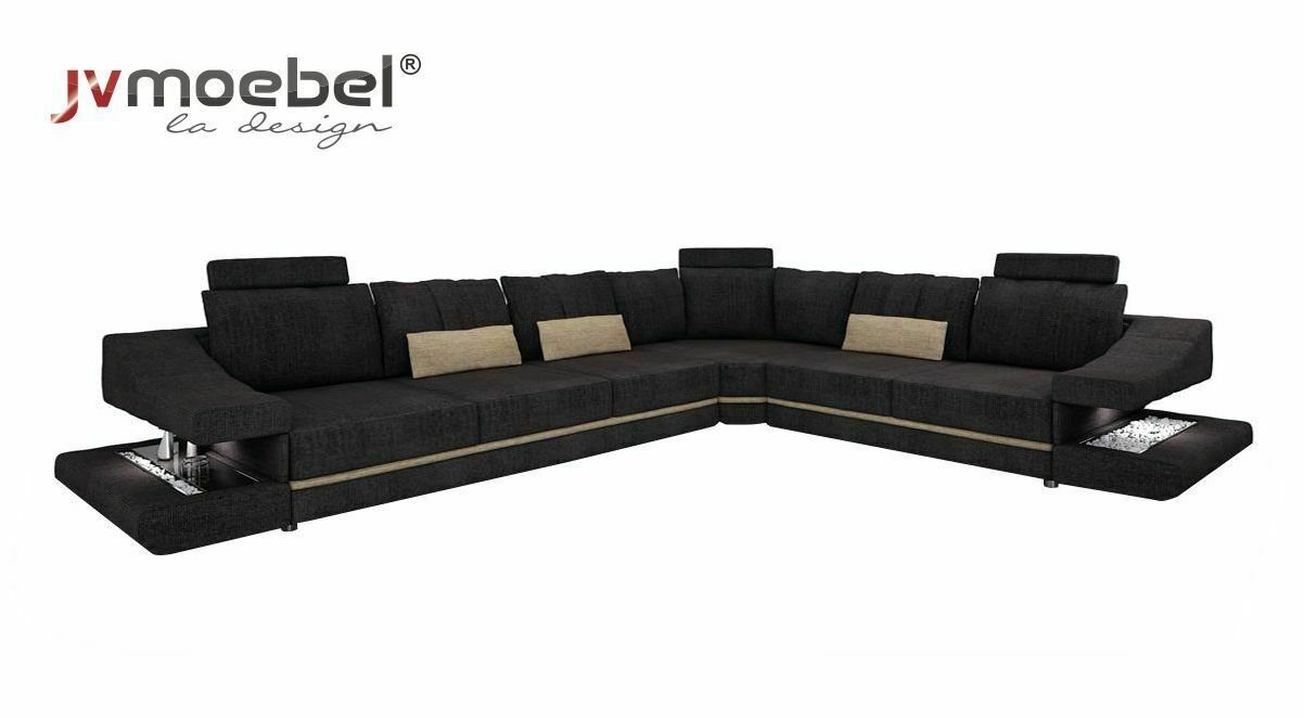 JVmoebel Ecksofa, Wohnzimmer Textil Sofas Schwarz Ecksofa L-FormSitz Farbe Couch Sofa