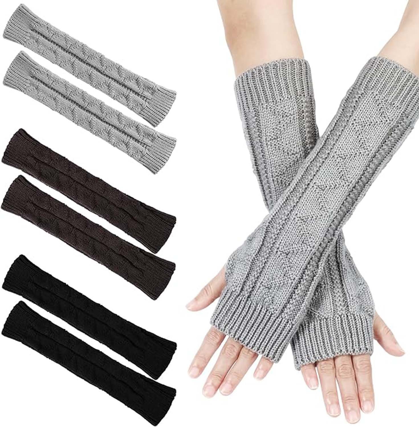 aikidio Baumwollhandschuhe 3 paar Fingerlose Handschuhe Damen,Fashion Winter Armstulpene