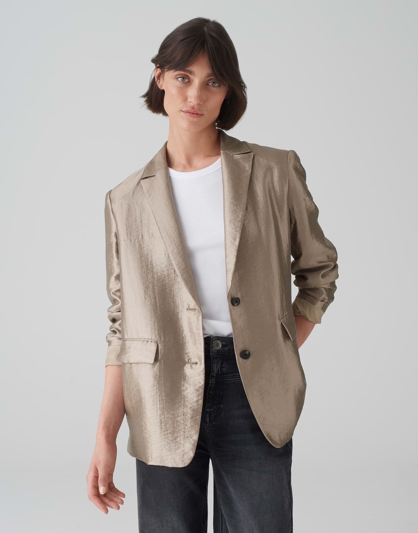 Jackenblazer Blazer JELUNA Regular aus glänzendem Viskose Mix