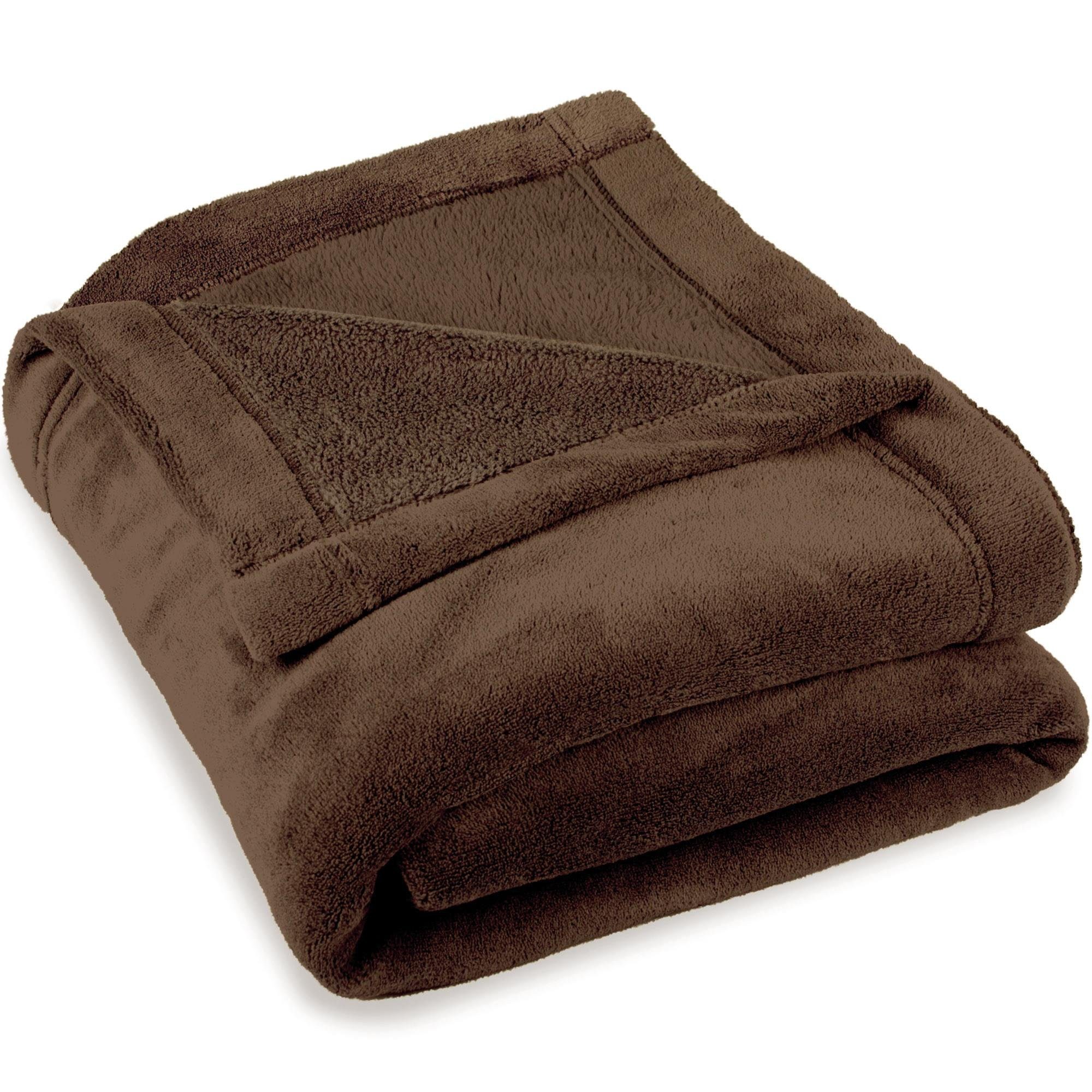 Wohndecke Montreal Kuscheldecke Tagesdecke Fleece Decke 150x200cm dunkelbraun