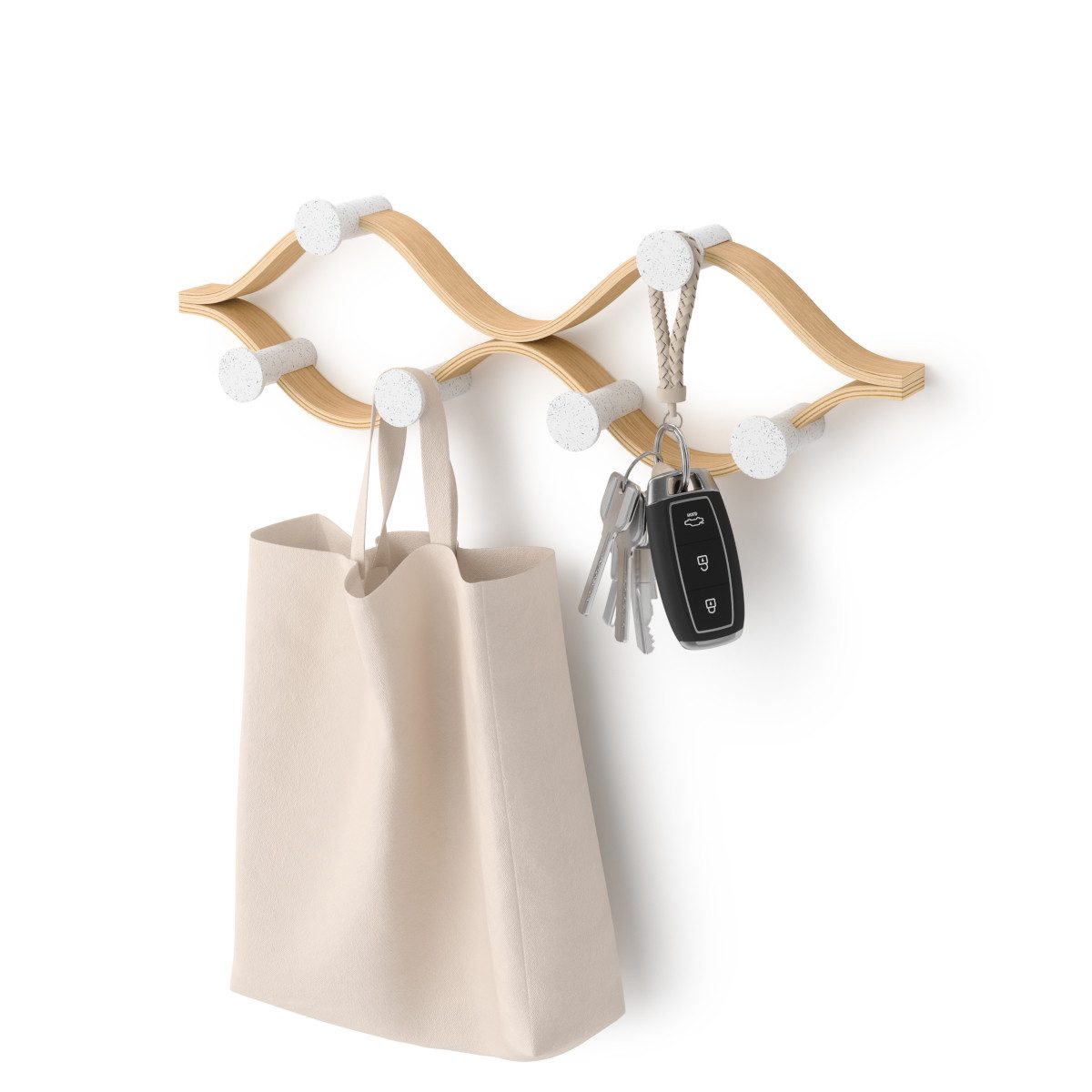 Umbra Garderobenhalter Wandgarderobe 6 Haken MONTAGE - Farbwahl, Tragfähigkeit insgesamt bis zu 13.6 kg, 2.3 kg pro Haken