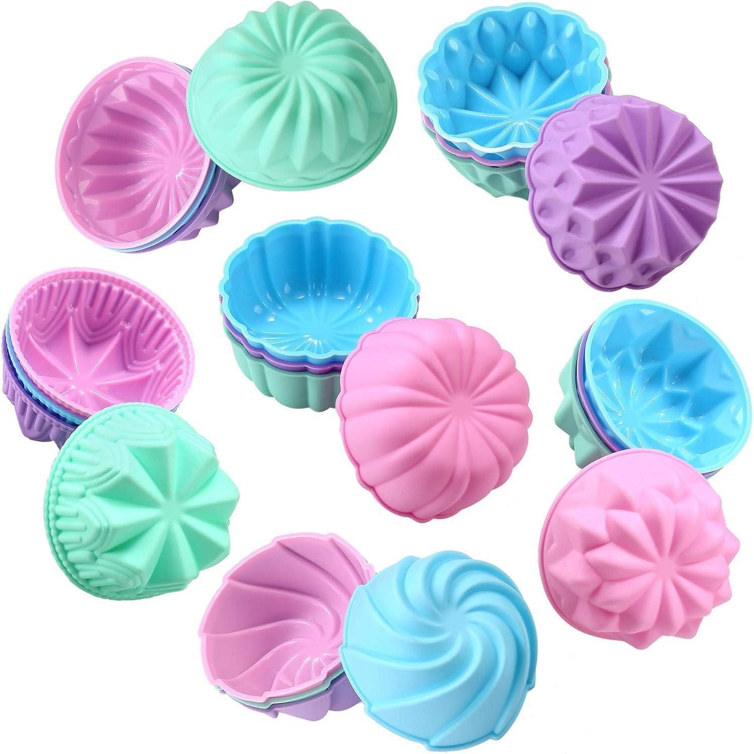 LuxusKollektion Muffinform Silikon-Cupcake-Förmchen 6er Set 7,6cm Bunt