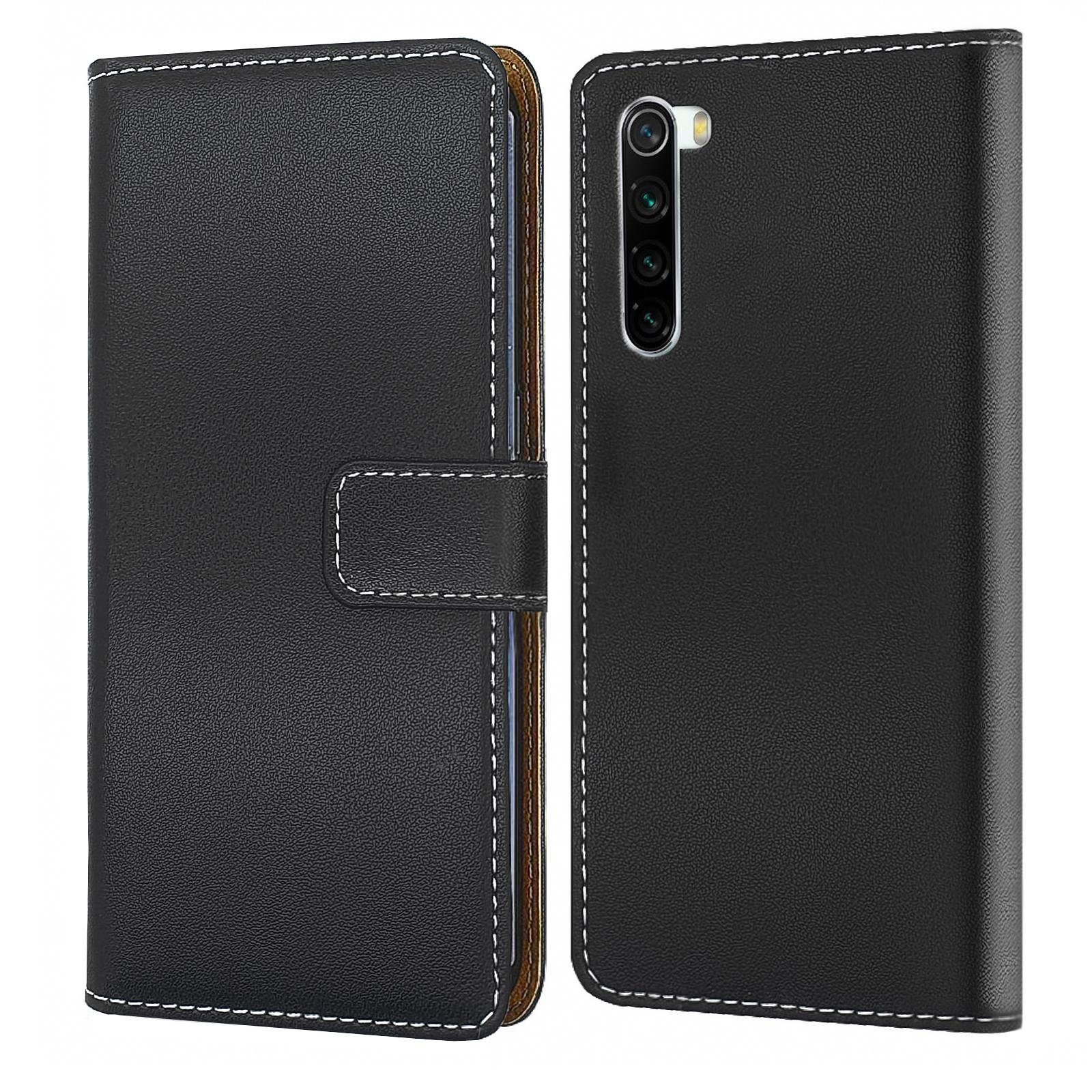 Numerva Handyhülle Bookstyle Handytasche für Xiaomi Redmi Note 8T, Schutzhülle Klapphülle Flip Cover Schwarz