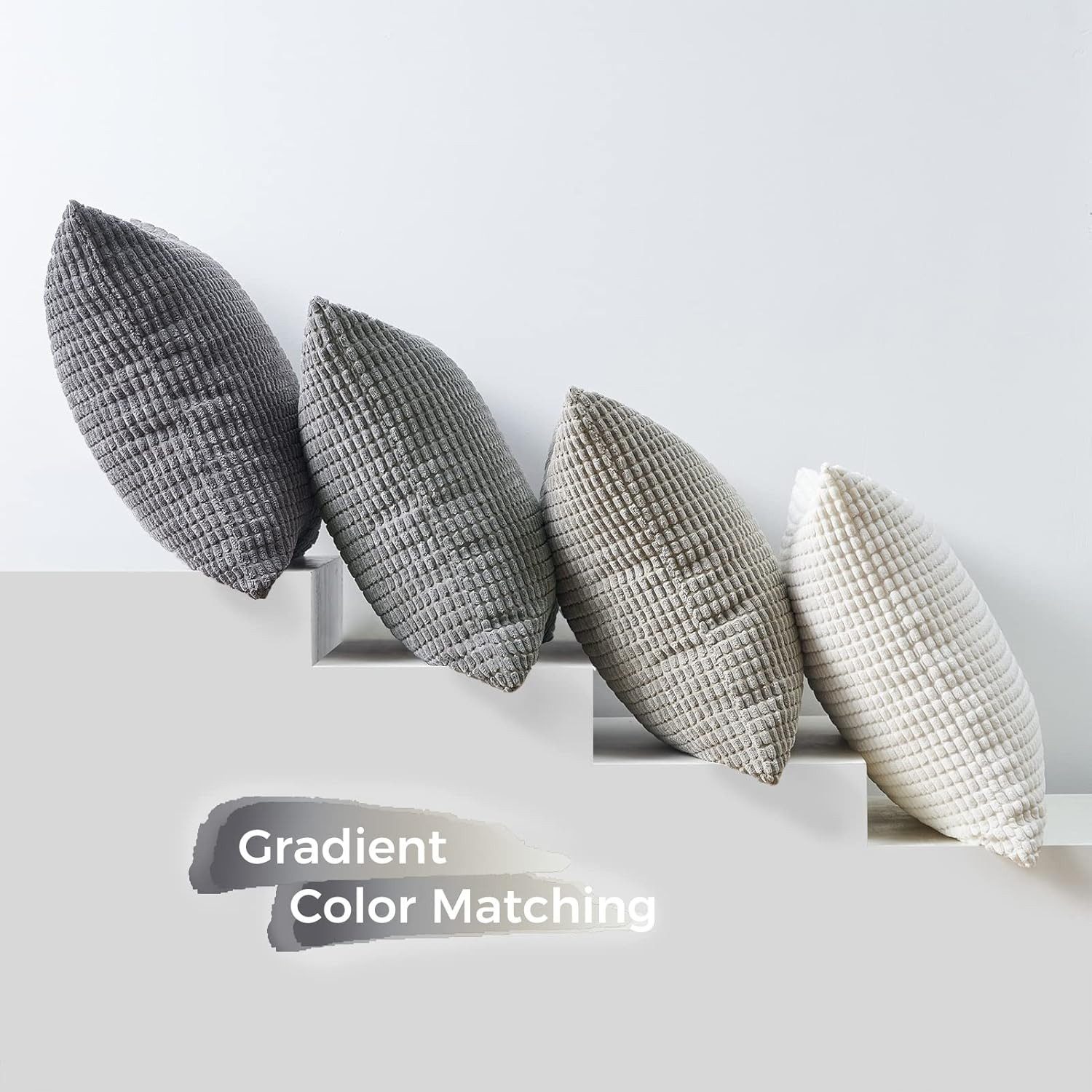 Topfinel Kissenbezug Dekokissenbezug 4er Set 40x40cm aus Cord Samt-Farbverlauf & Weich, Stilvoll & Pflegeleicht & Maschinenwaschbar für Sofa & Wohnzimmer