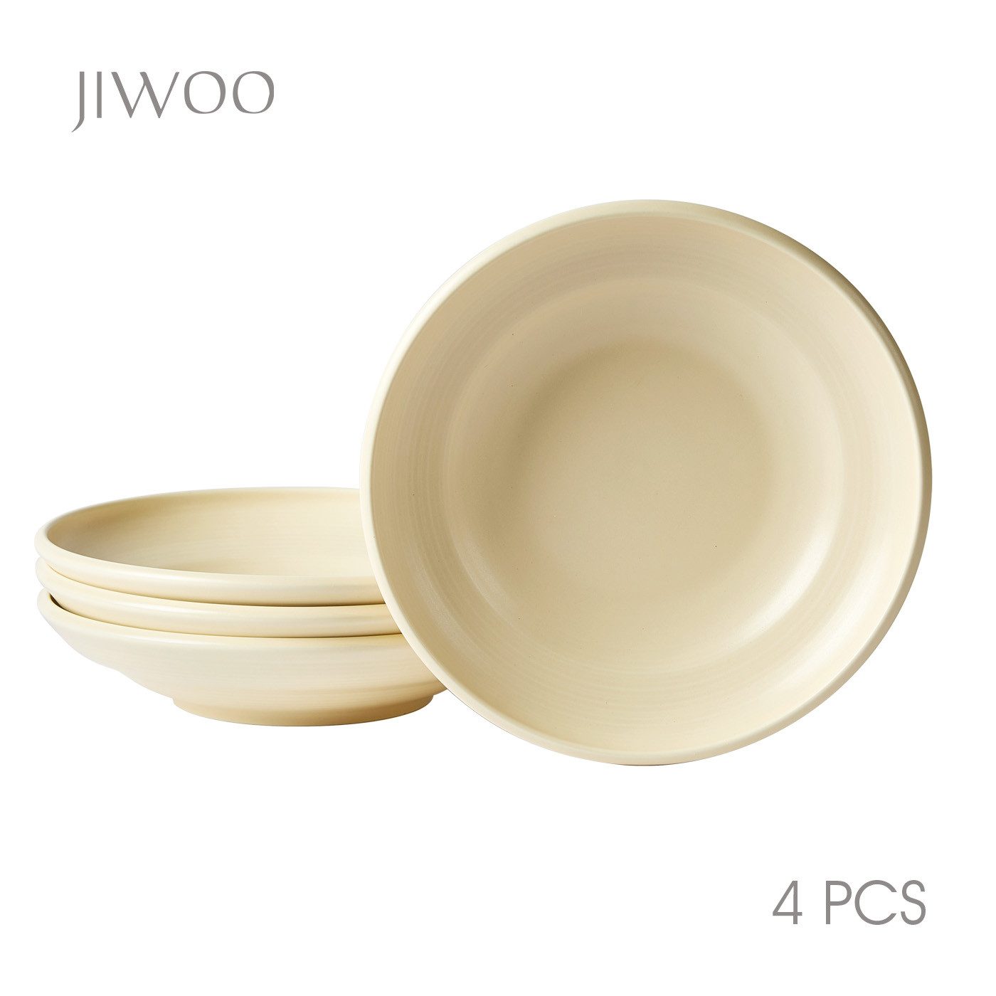 JIWOO Suppenteller 4er,Ø22cm,Frühstücksteller,Salatteller,Vorspeisenteller,Pastateller, (4 St), Keramik,Mikrowellen-und spülmaschinenfest,Stapelbares,Luxus,Ø22cm