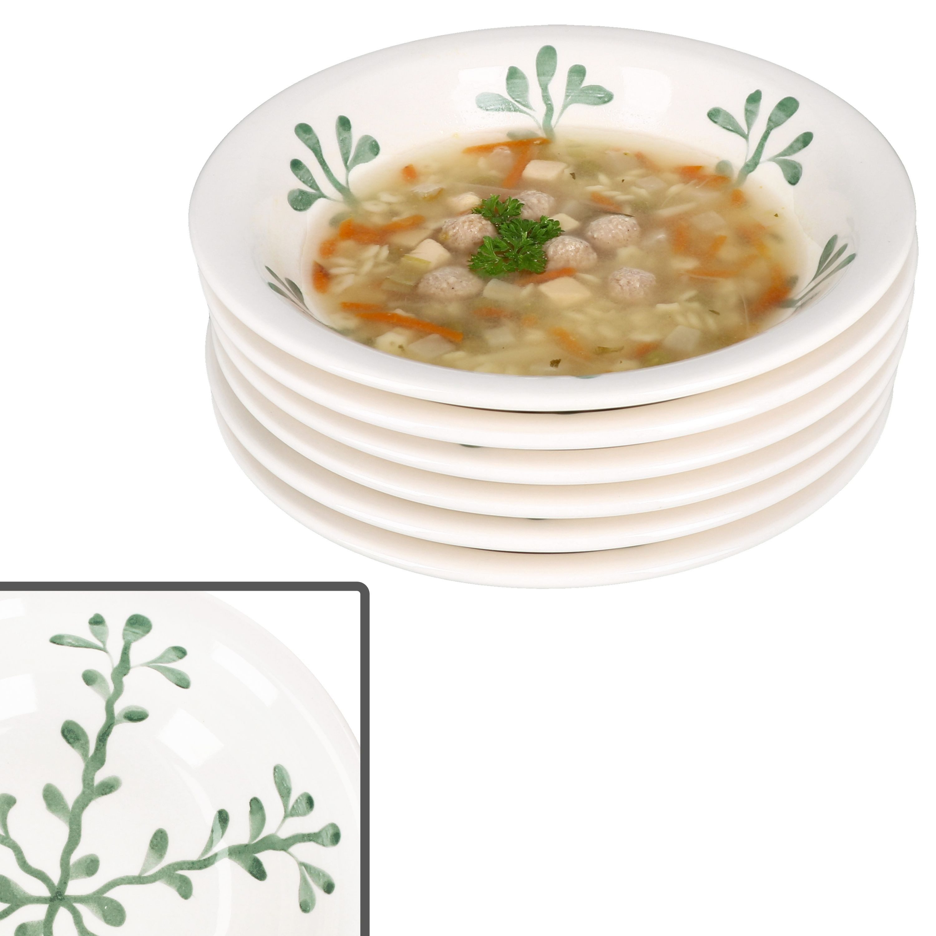 Suppenteller 6x Wald grün Suppenteller 400ml tiefe Teller Pasta Salat Dessert