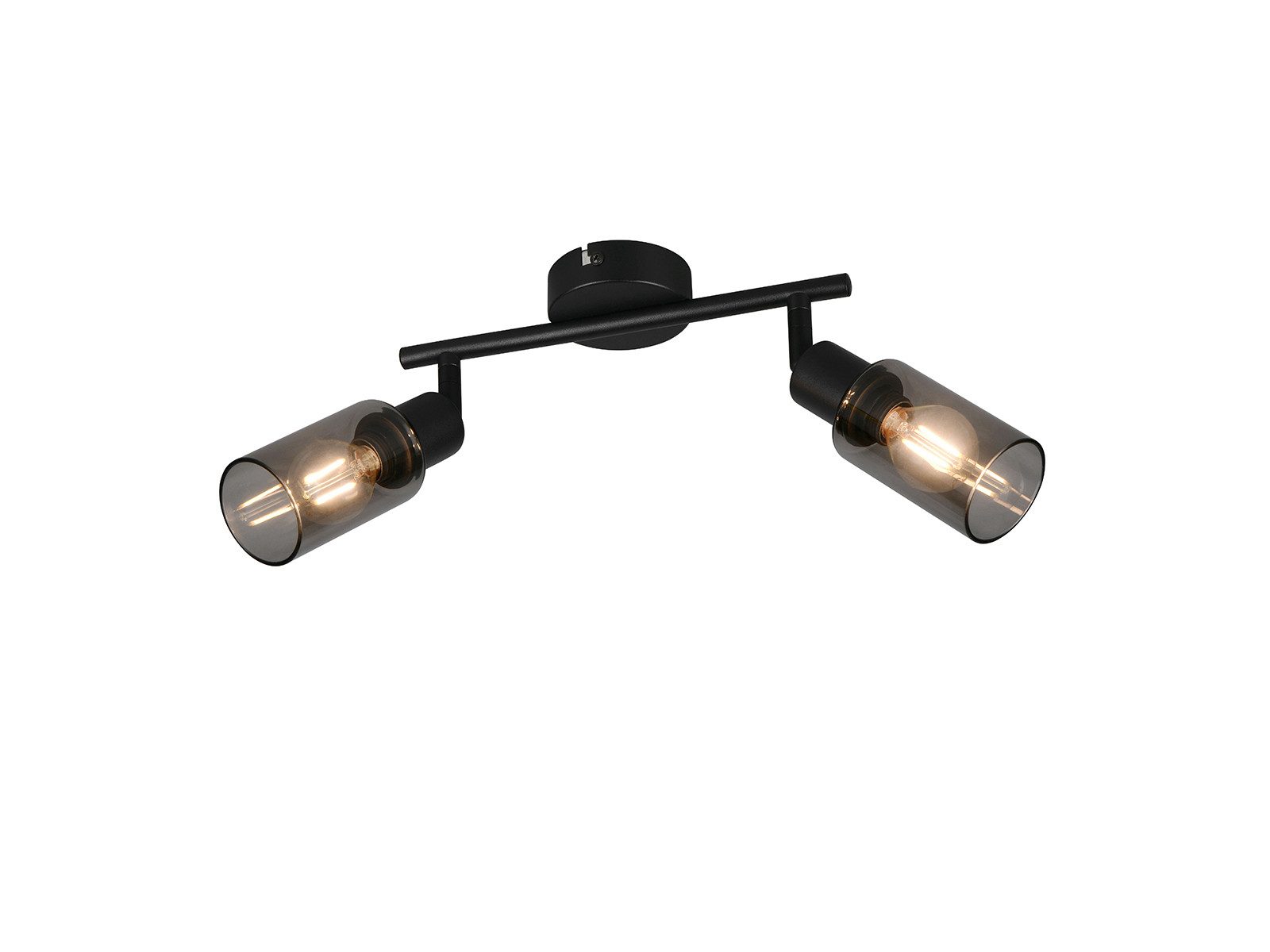 Reality Leuchten LED Deckenstrahler Lampenschirme aus Rauchglas, Breite 25cm, Dimmfunktion, LED wechselbar, Warmweiß, innen, Spots dreh,- und schwenkbar inkl. dimmbaren Leuchtmitteln