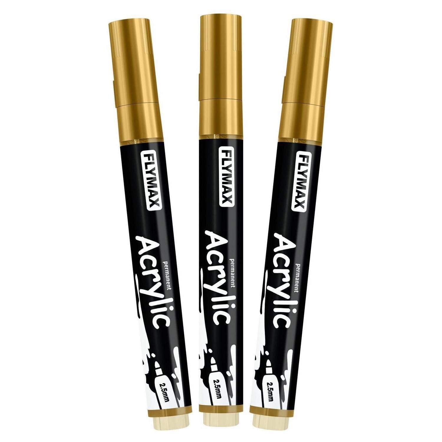 LuxusKollektion Permanentmarker Gold Marker Stifte 2,5mm Permanent Acryl 3er Pack