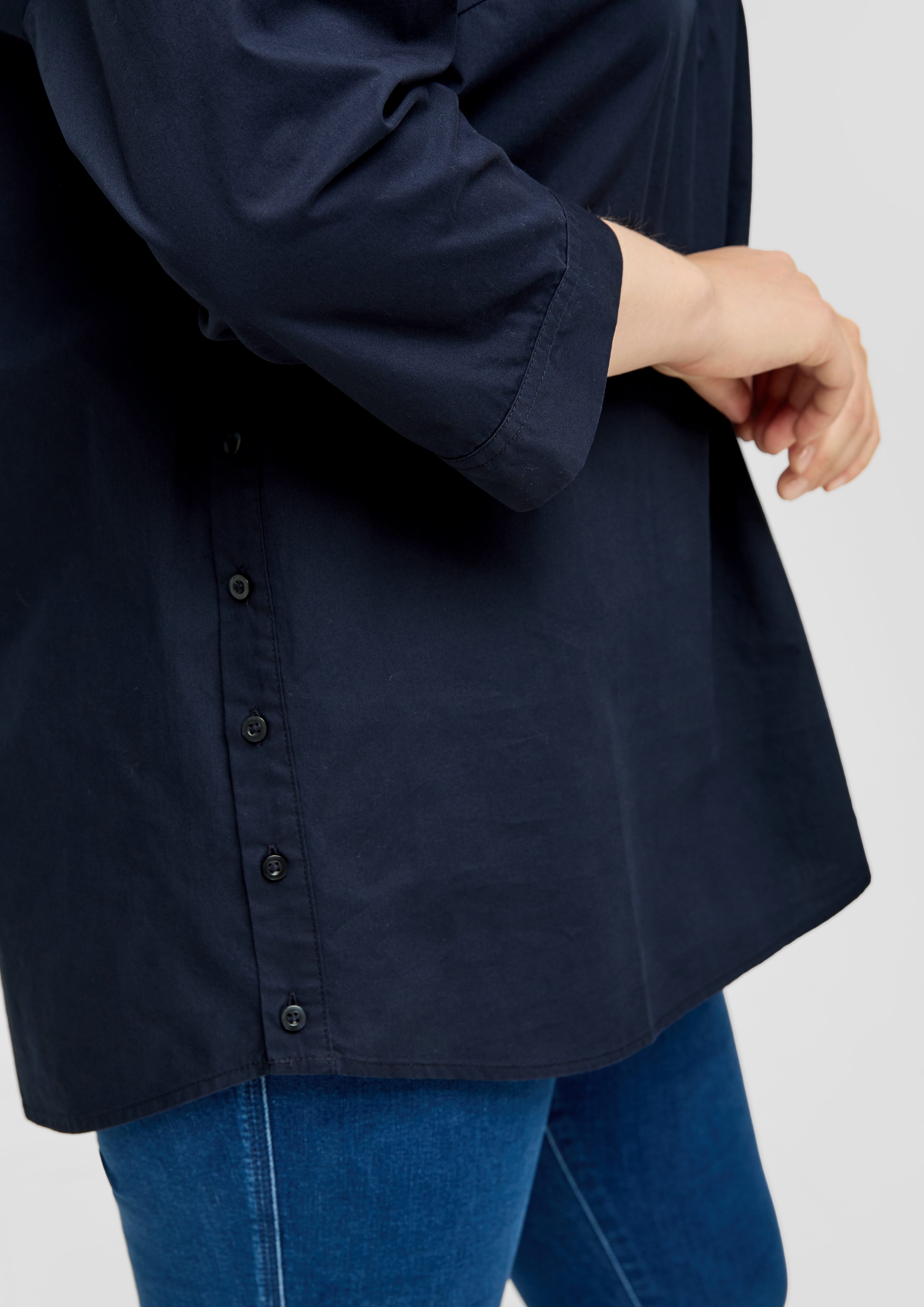 TRIANGLE Langarmbluse Bluse mit aufknöpfbarem Saum günstig online kaufen