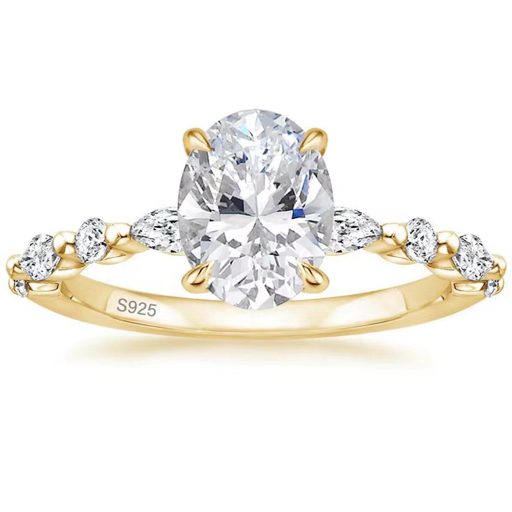 ROUGEMONT Solitärring Extravaganter Moissanit Ring Oval Cut Damen Ring 925 günstig online kaufen