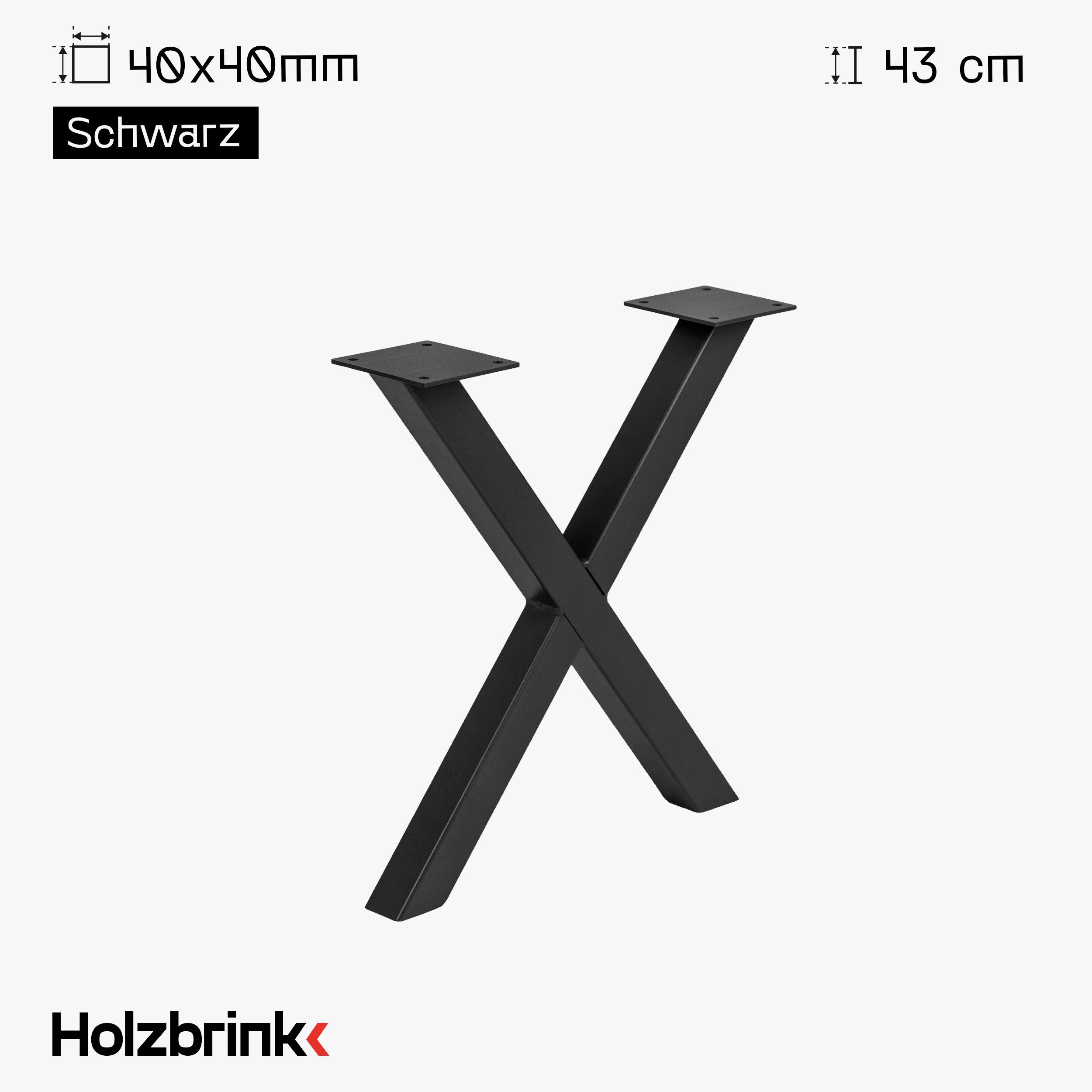 HOLZBRINK Tischbein Tischbeine Metall Schwarz X-form, Tischkufen/Tischgeste günstig online kaufen