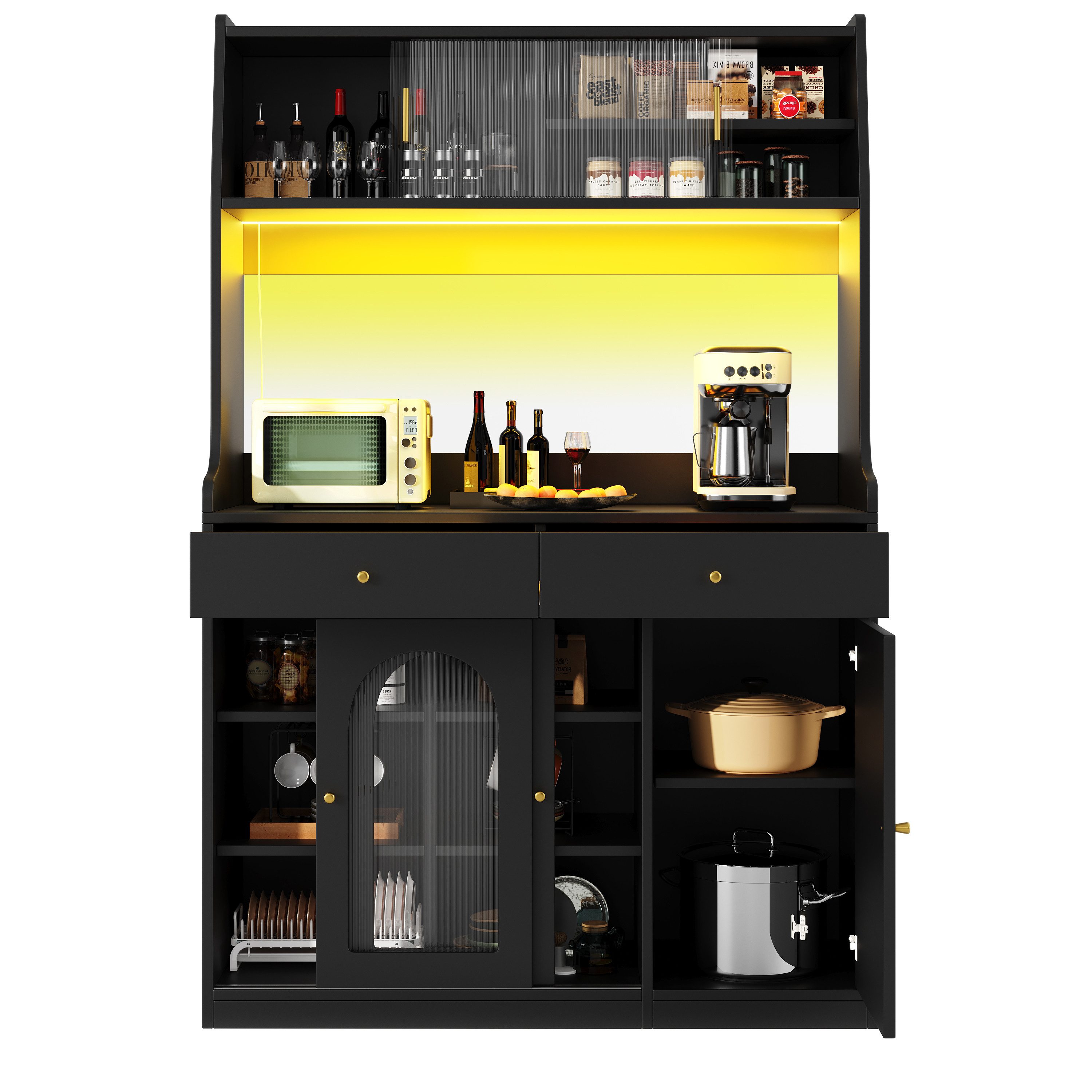 REDOM Hochschrank Vitrinenschrank,Buffetschrank (Küchenschrank mit LED-Bele günstig online kaufen