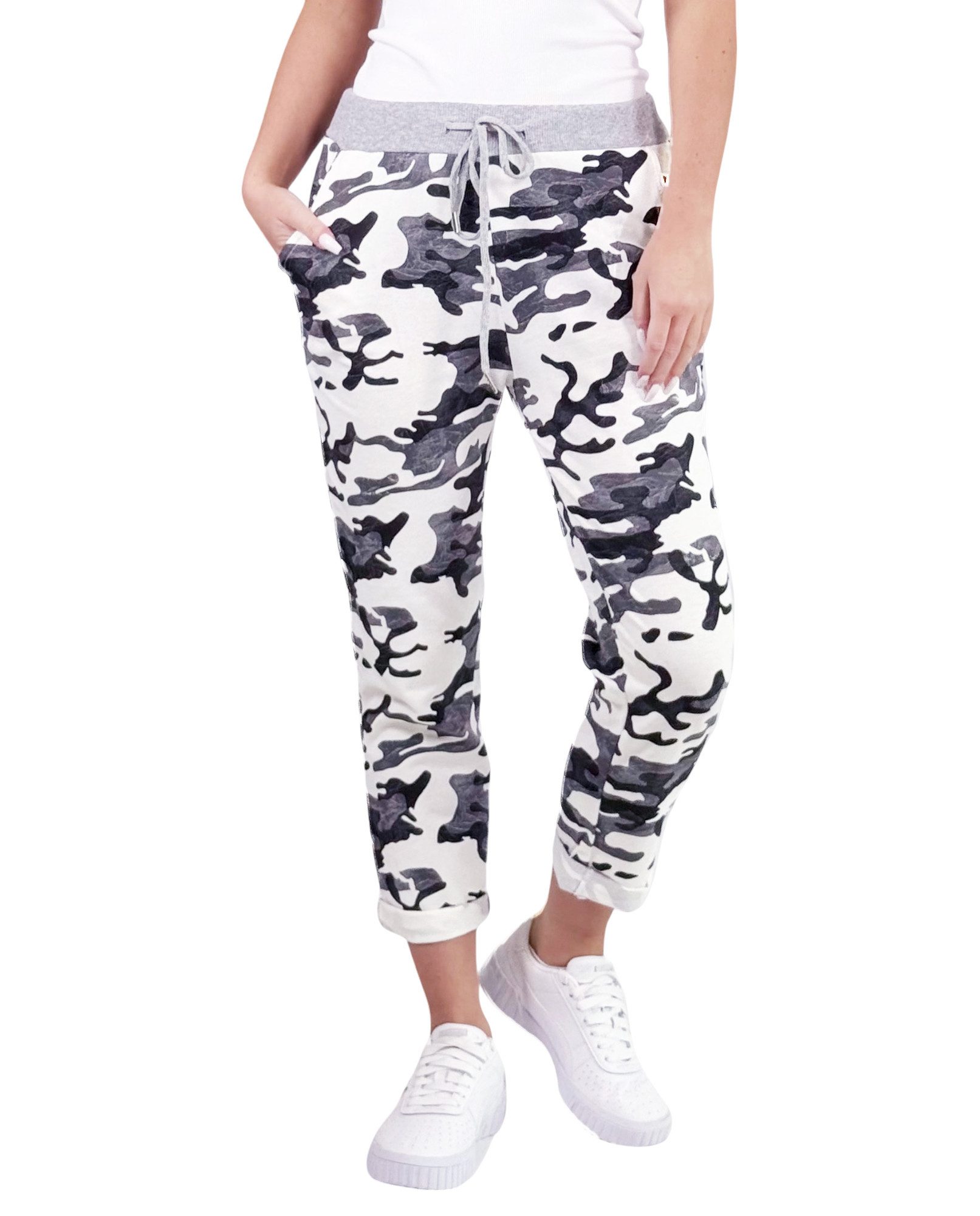 Jogginghose Damen Hose Blumen Jogginghose Baumwolle gemustert Gr. S/M 287