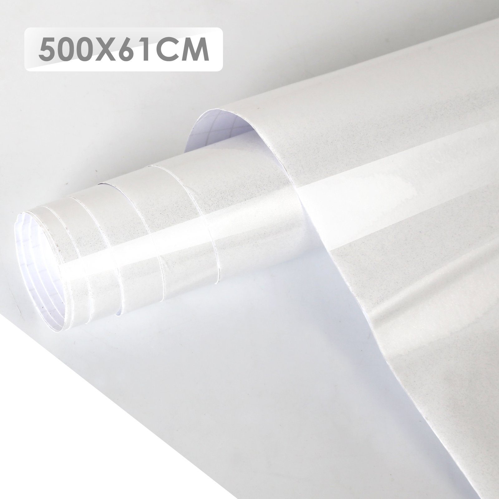 Clanmacy Vinyltapete Vinyltapete 500cm x 61cm Selbstklebende Tapeten Küche, Glänzende Oberfläche Weiß