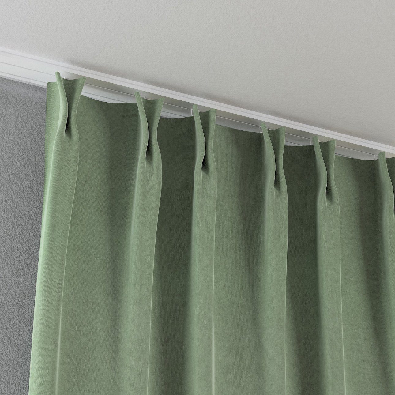 Vorhang flämischen cm, Crema, Dekoria mit grün 2-er Vorhang x Falten 60 100