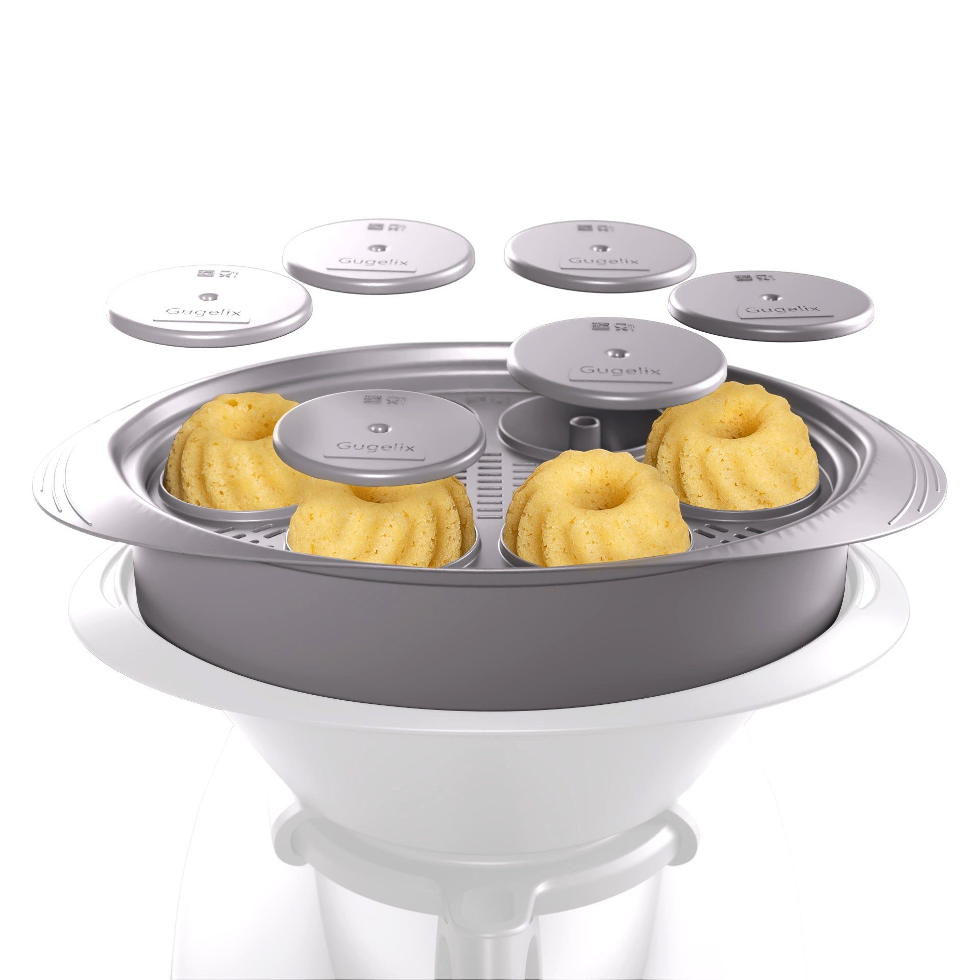 Wundermix Dampfgaraufsatz Gugelix® für Thermomix, Zubehör für TM7, TM6, TM5, TM31, Mini-Gugelhupfform für Varoma