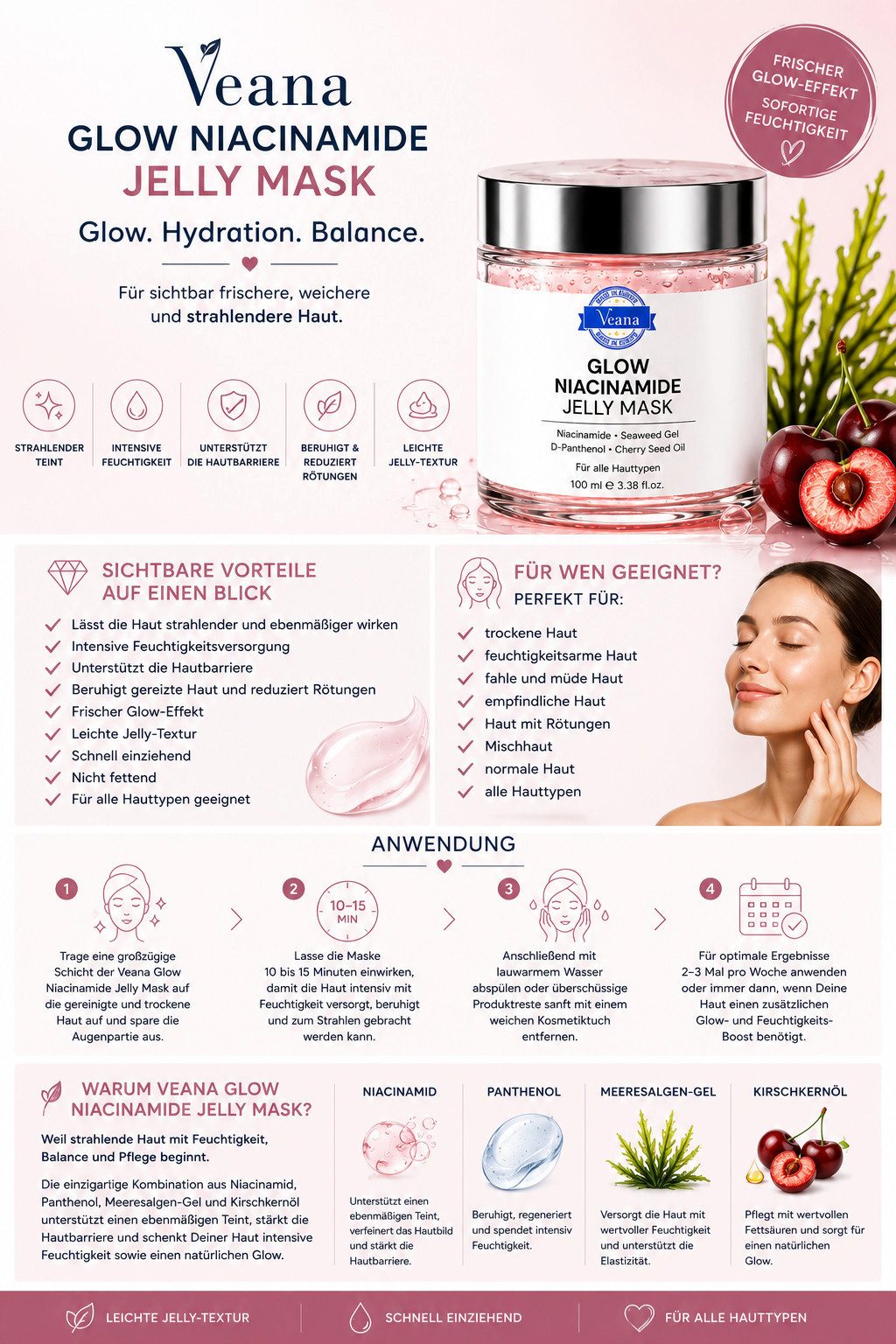 Veana Gesichtsmaske Glow Niacinamide Jelly Mask 50 ml