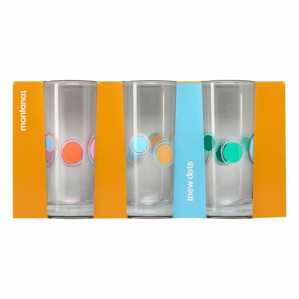 montana-Glas Becher :new dots 3er Set, 280 ml, 3-tlg., Kalk-Natron-Glas