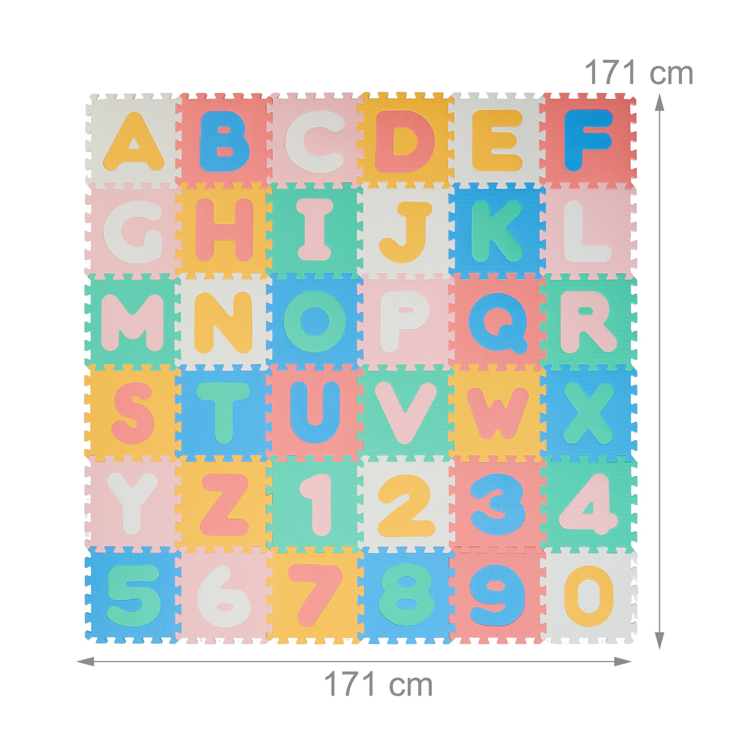 relaxdays Spielmatte Bunte Puzzlematte ABC und Zahlen (36-St) – Bild 4 von 5