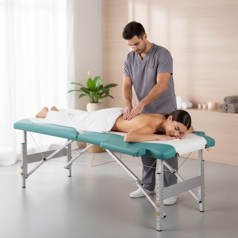 Mucola Massageliege Massageliege 3Zonen Kopfstütze Ergonomisch Leicht Tasche Kosmetikliege (Stück, 1-St., Premium-Liege), Extra dicke Polsterung