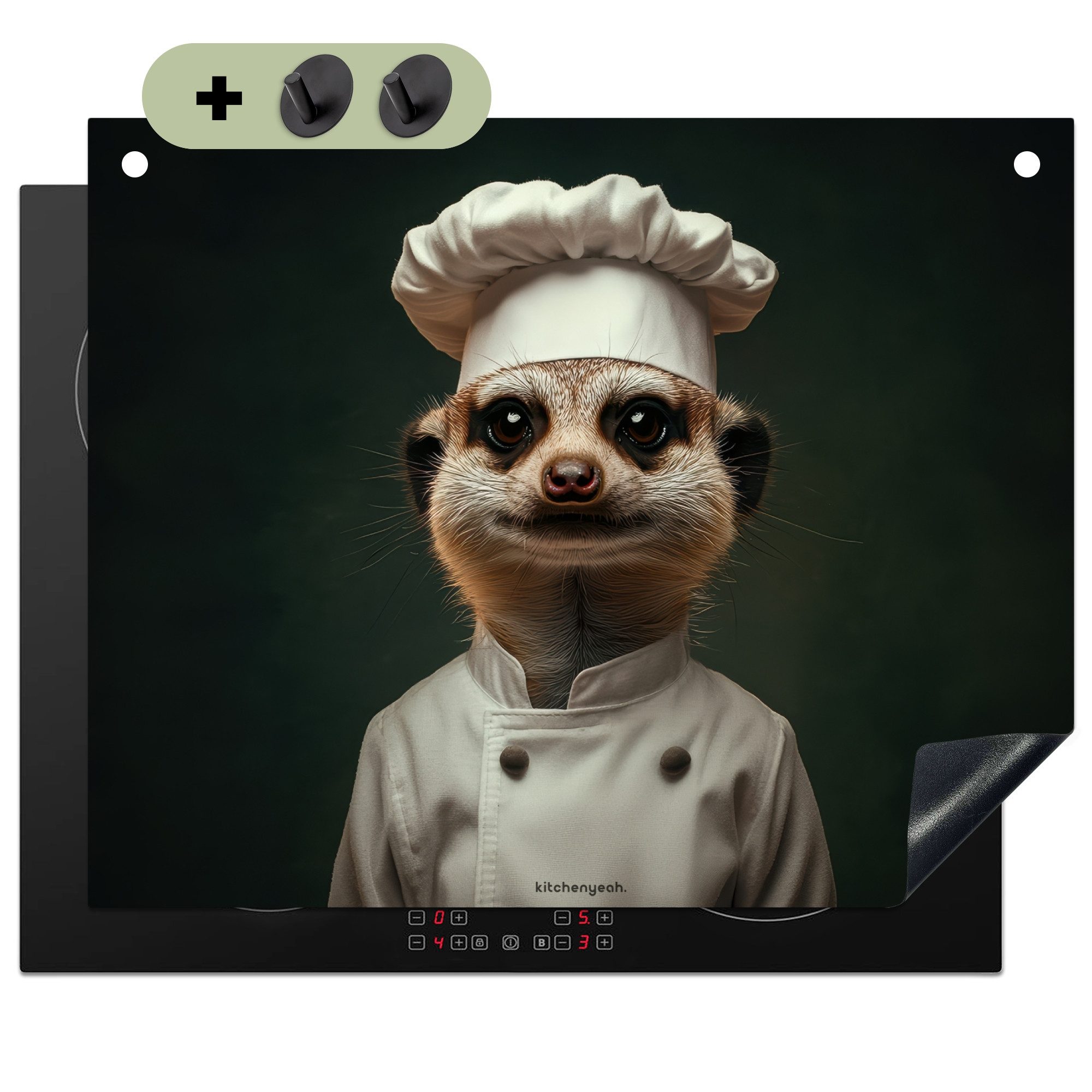 KitchenYeah Küchenrückwand Tier - Koch - Erdmännchen, (1-tlg), Abdeckung In günstig online kaufen