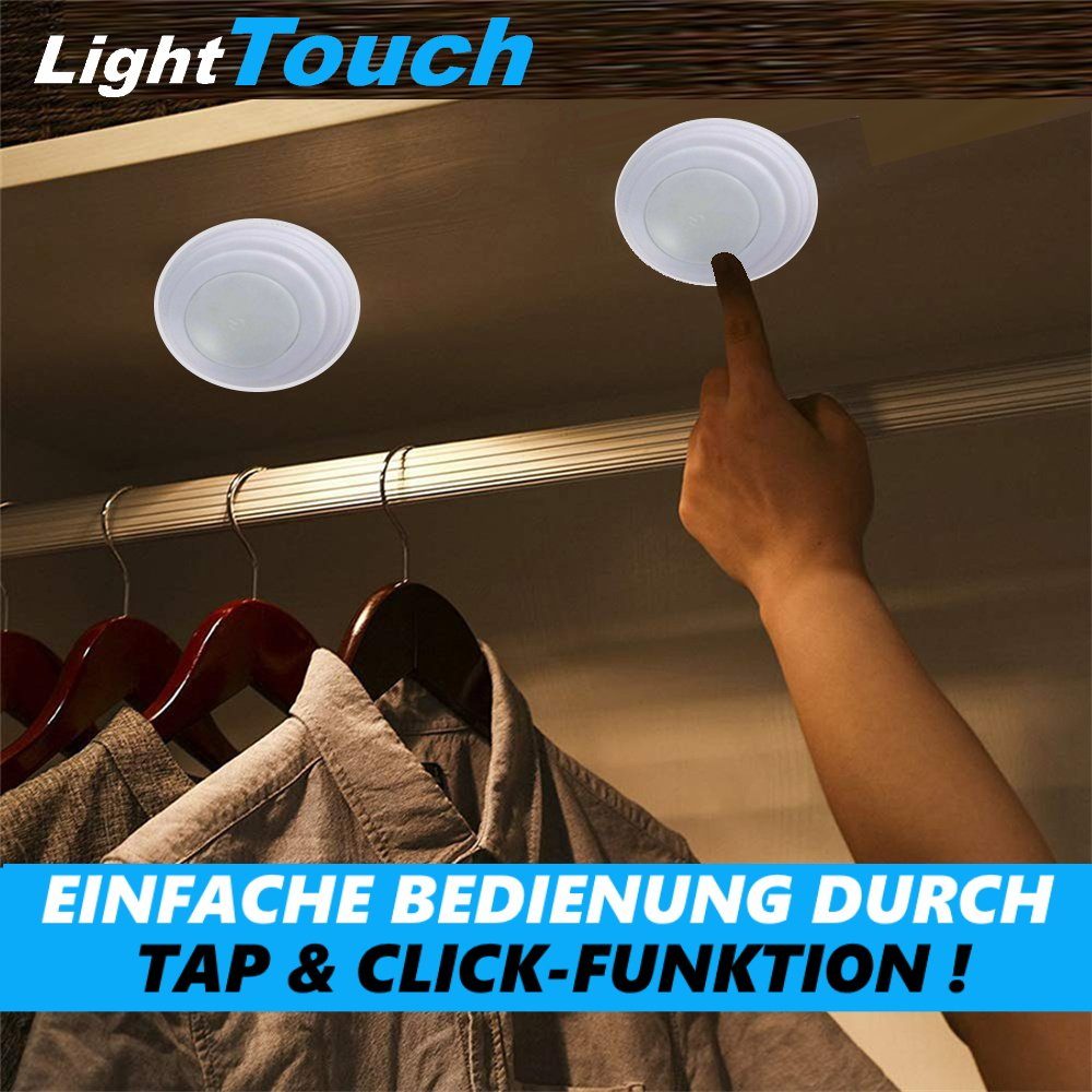 RGB LED Schrankbeleuchtung, Tageslichtweiß, Schrankleuchte Click Leuchte Schrankleuchten integriert, MAVURA LED Leuchte LightTouch kabellose Set] Tap [5er fest