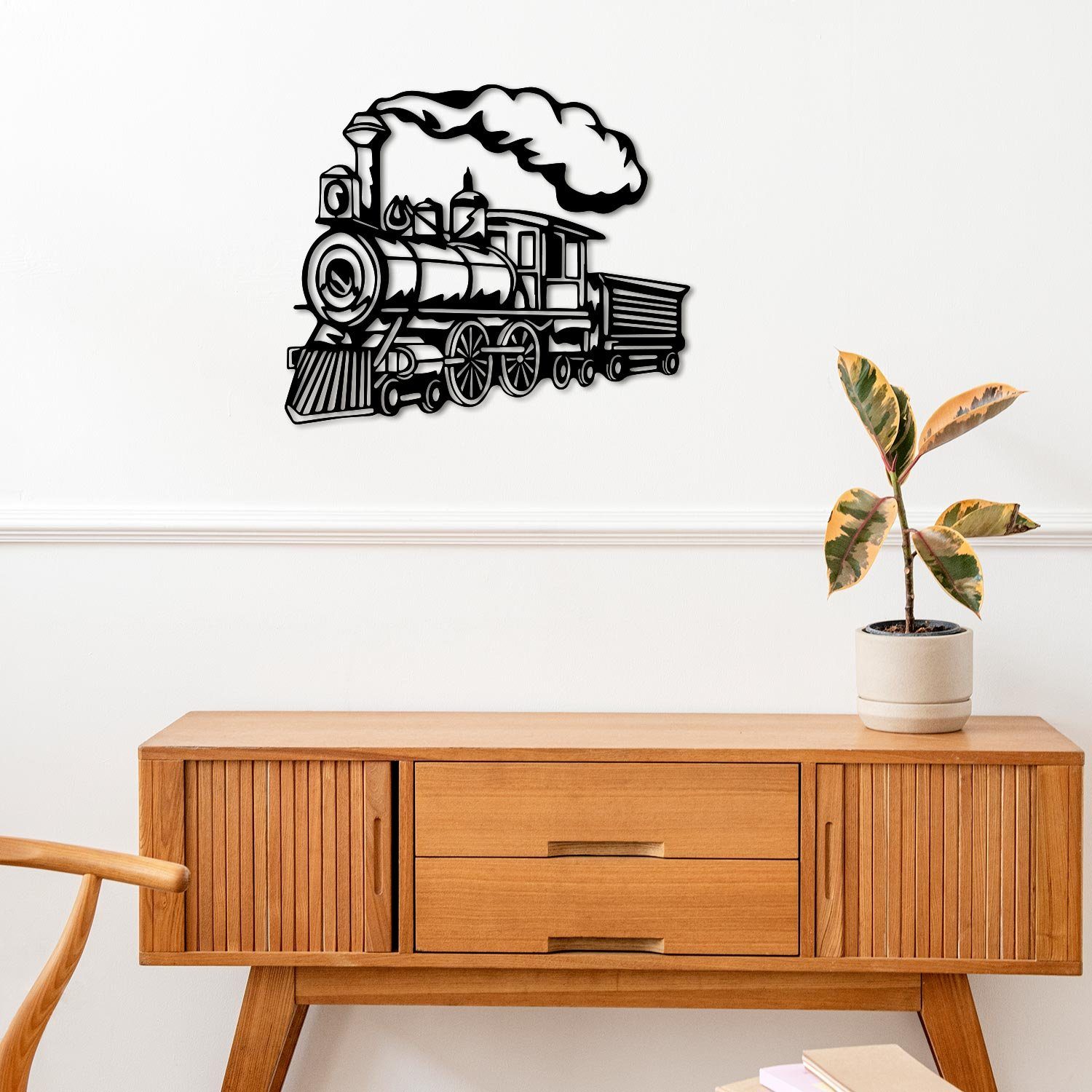 Namofactur Wanddekoobjekt Lokomotive Zug Wanddeko Wand Dekoration aus MDF Holz I Geschenke Deko
